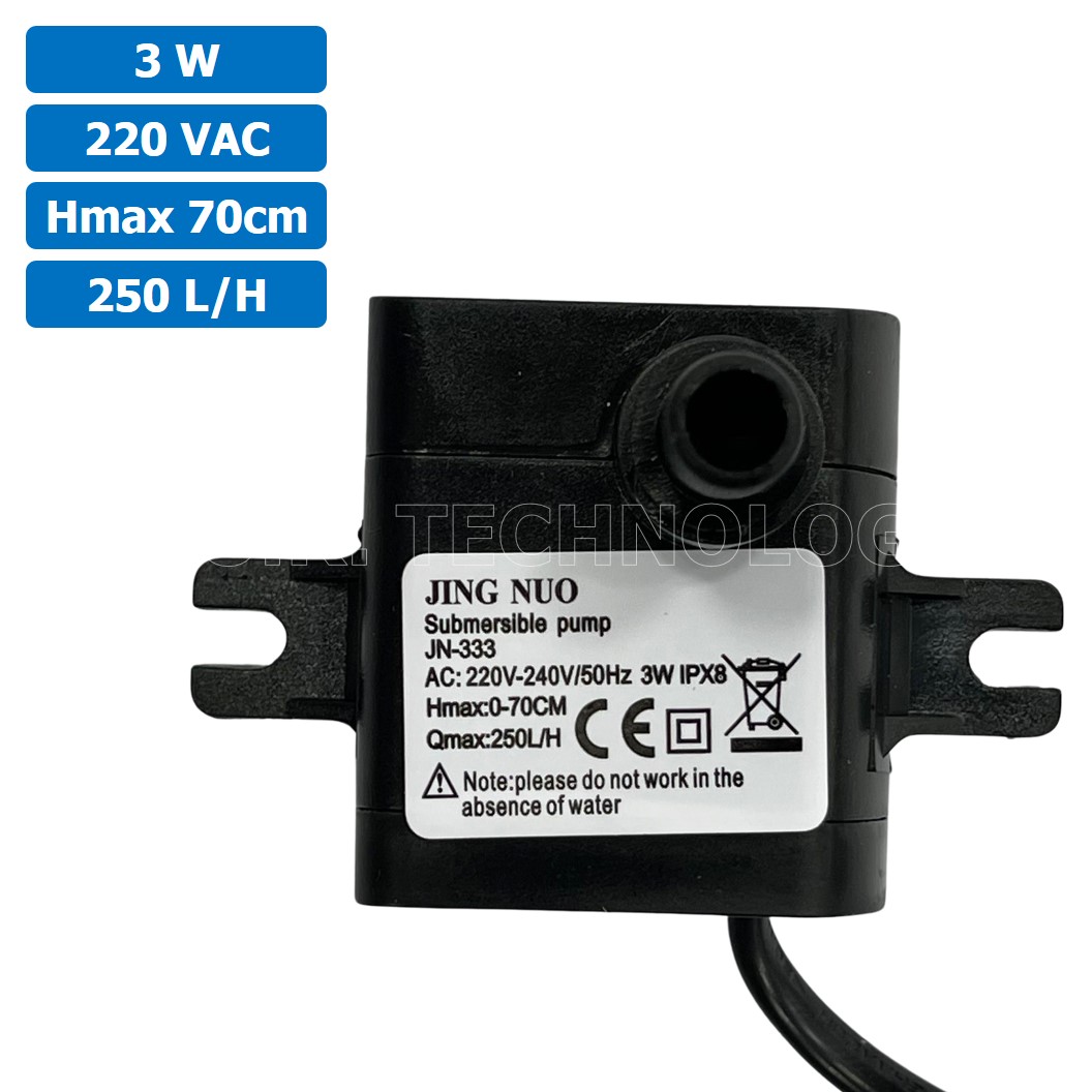 (1ชิ้น) JN-300 หัวพิน ปั๊มน้ำ ปั๊มแช่ 220VAC 3W Water pump Submersible Pump JING NUO Hmax 0.7m Qmax 250L/H