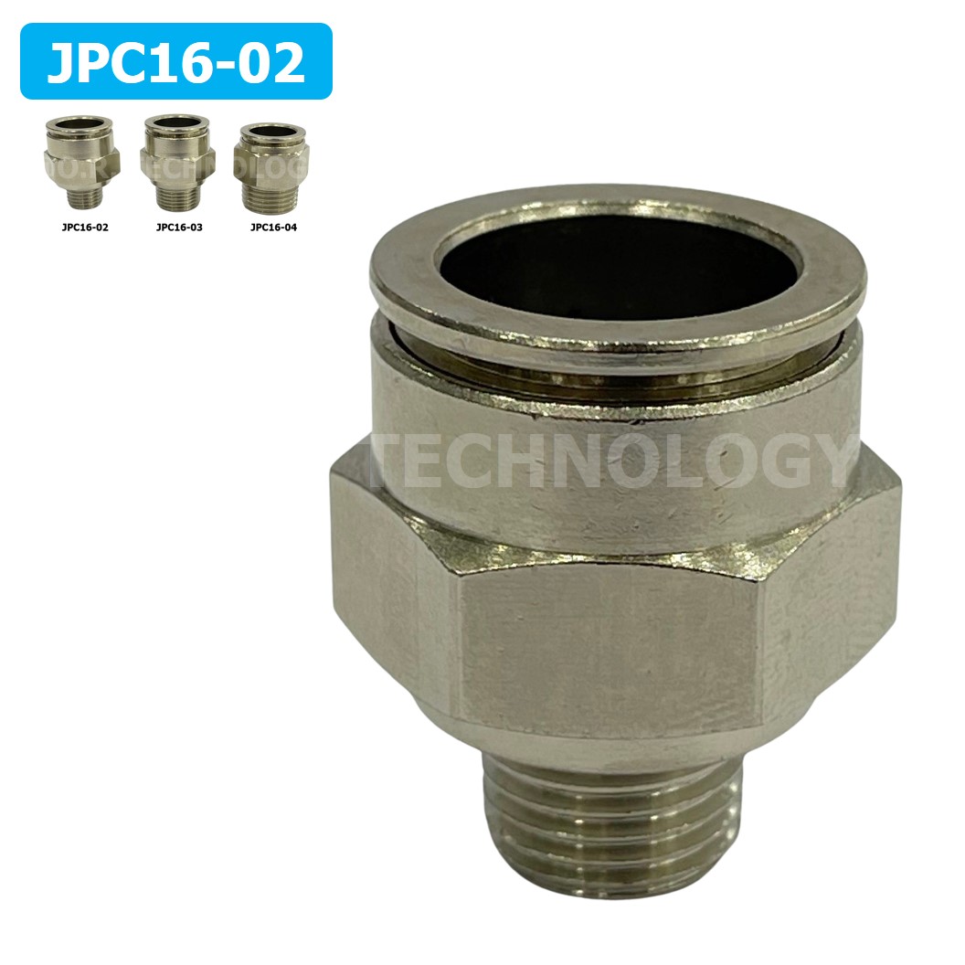 (1ชิ้น) JPC16-02 ข้อต่อลมสแตนเลสเกลียวนอก ข้อต่อลมเกลียวนอก ข้อต่อลม สแตนเลส STAINLESS Male Thread Straight Quick Connector Fitting