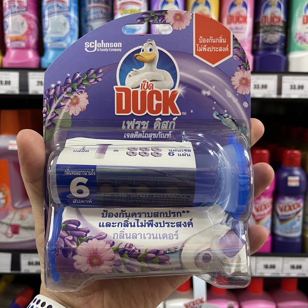 เป็ด เฟรช ดิสก์ เจลติดโถสุขภัณฑ์ เครื่องติดแผ่นเจล และ แผ่นเจล 6 ชิ้น Duck Fresh Disc