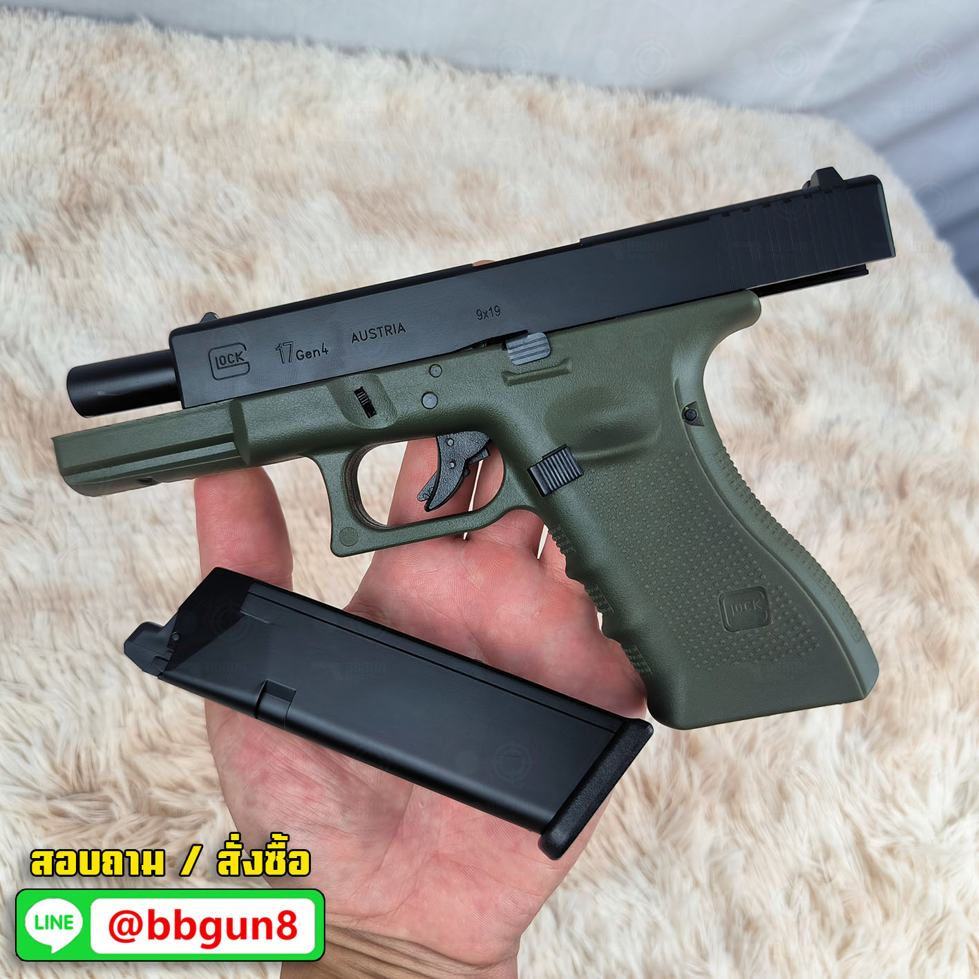 บีบีกันอัดแก๊ส Army Armament (R17SD-A) Glack 17 Gen 4 ด้ามสีเขียว (OD) BB GUN