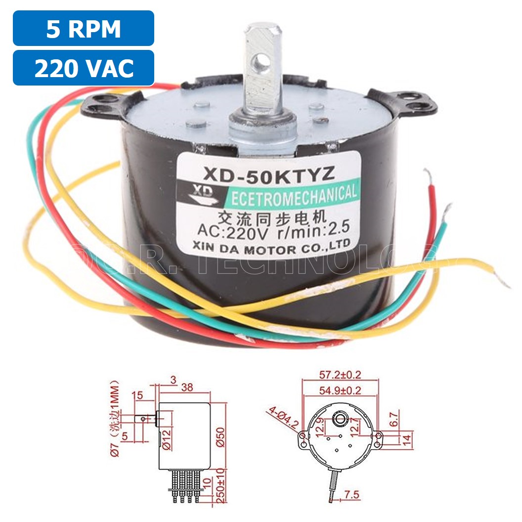 (1ชิ้น) XD50KTYZ-B 5 RPM ซิงโครนัสมอเตอร์ มอเตอร์ไฟฟ้ากระแสสลับ AC Synchronous Gear Motor มอเตอร์ทดเฟือง