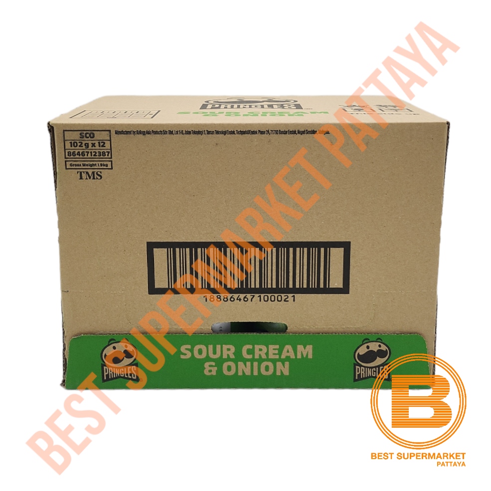 [ยกลัง]พริงเกิลส์ มันฝรั่งทอดกรอบ 102 กรัม x 12 กระป๋อง [BOX]Pringles Potato Crisp 102 g. x 12 Pcs