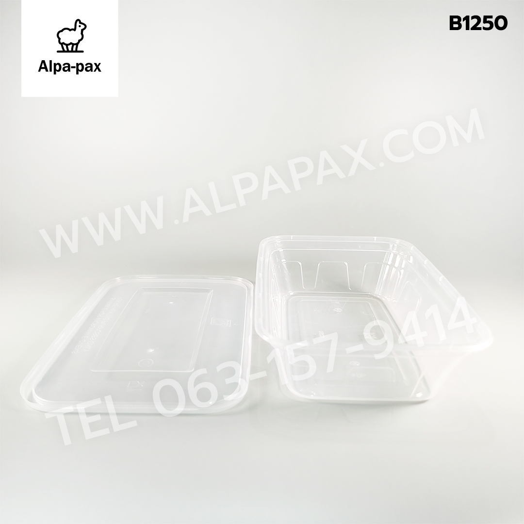 B1250กล่องอาหารพลาสติก+ฝา 1250ml. (ลัง 150ใบ) กล่องไมโครเวฟ กล่องข้าว กล่องอาหาร กล่องใส่อาหาร