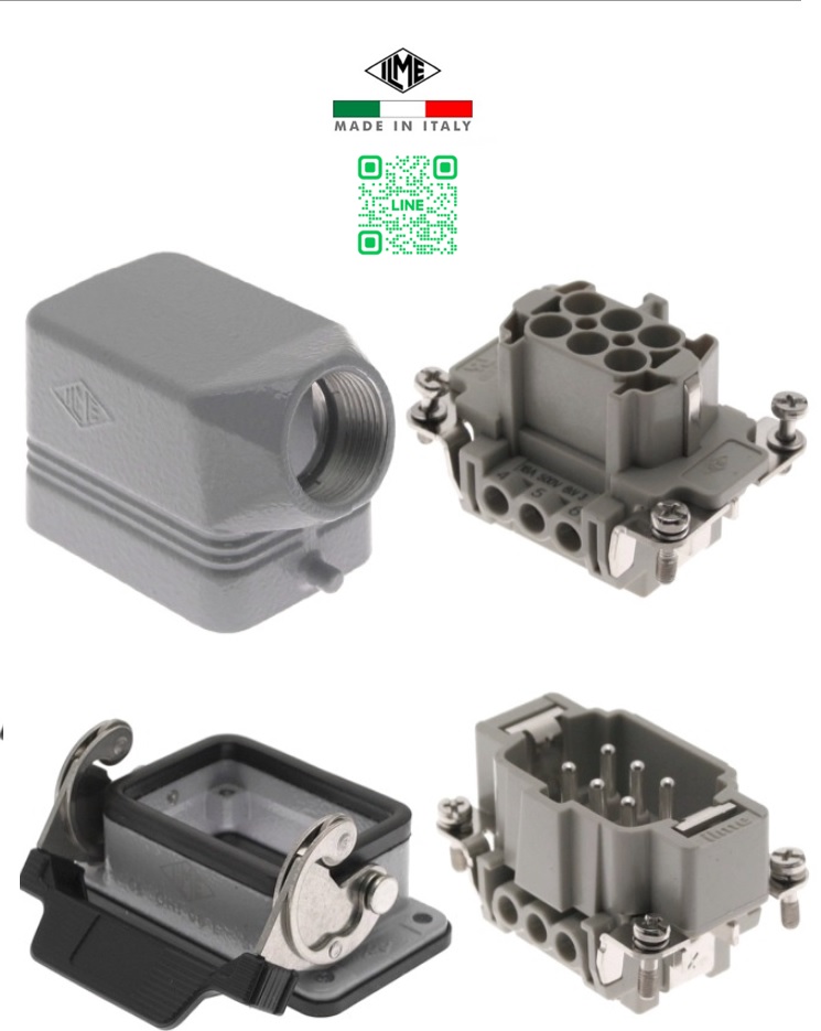 "ILME" CHI06L+MHO06L25 +CNEF06+CNEM06 6P+E Inserts, Screw Termination, Single Lever Base, Side Entry M25