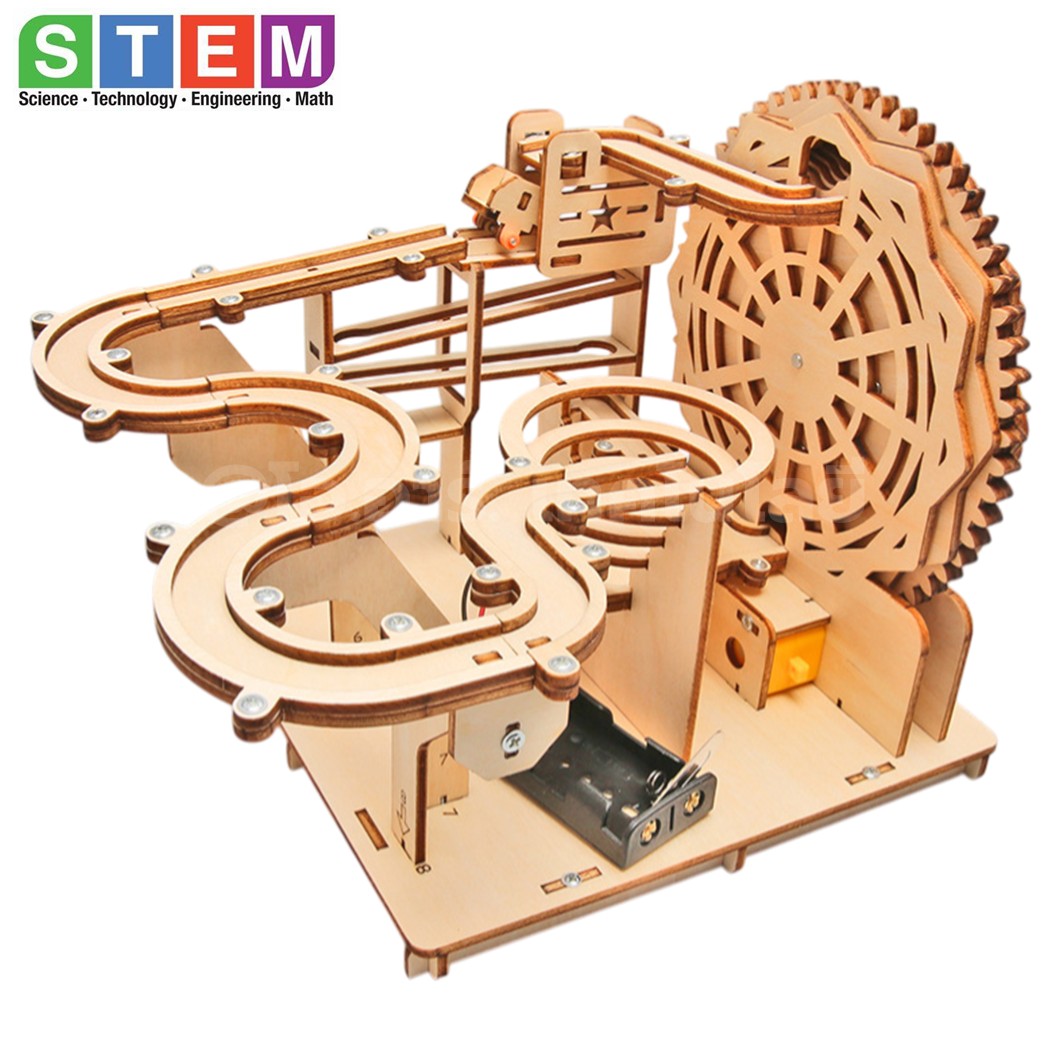 T-M283 ชุดประกอบไม้ บอลเขาวงกตไฟฟ้า Electric Roller Coaster Ball Puzzle Wooden Kit STEM Education ของเล่นเสริมทักษะ เสริมพัฒนาการ ชุดเรียนรู้ ชุดทดลอง Rolling Ball