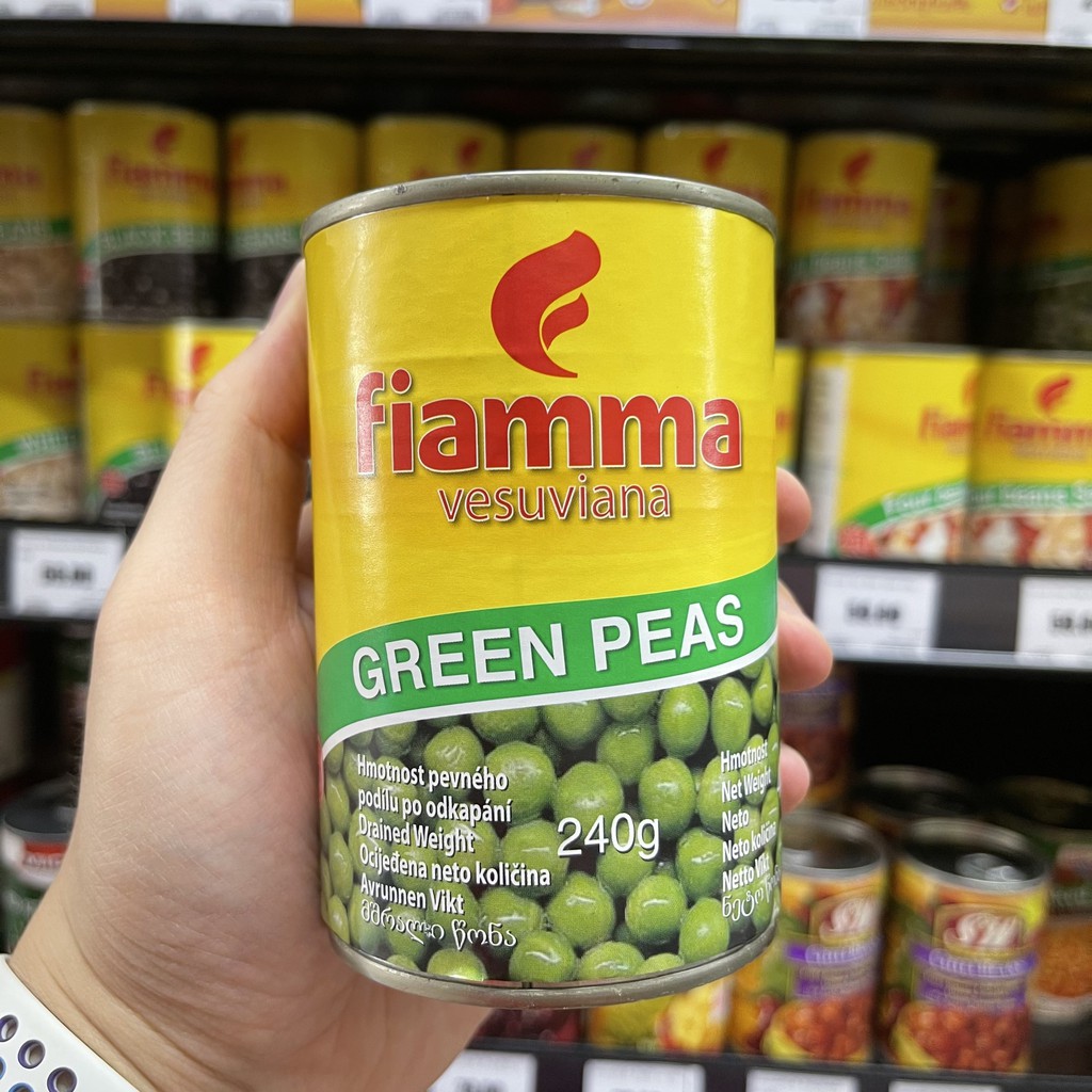 ไฟมมา ถั่วลันเตาในน้ำเกลือ น้ำหนักสุทธิ 400 กรัม Fiamma Green Peas in Brine Total Weight 400 g.