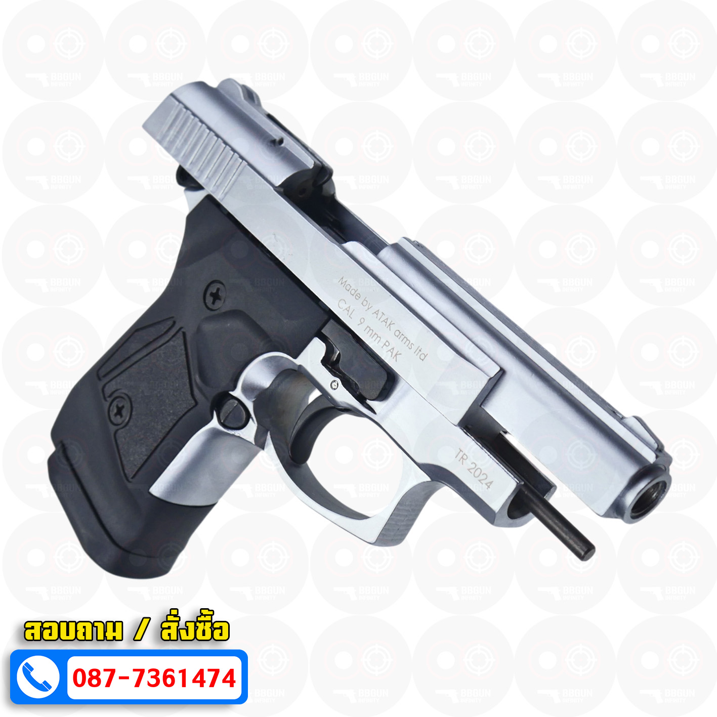 Blank GUN Zoraki mod 914 auto สีเงินด้าน แบลงค์กัน Semi Auto & Full Auto (แถมกล่องปืน)