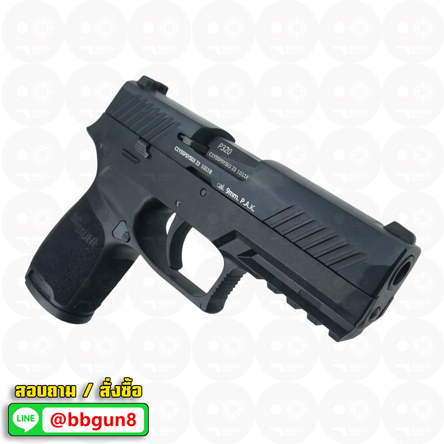 ปืนแบลงค์กัน Ceonic SIG SAUER P320 Compact 9mm. P.A.K blank gun (แถมกล่องใส่ปืน แม็กาซีน 2 อัน แส้ น้ำยาทำความสะอาด)