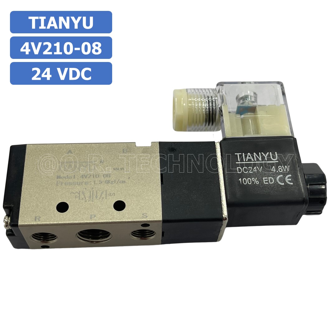 (1ชิ้น) 4V210-08 24VDC โซลินอยด์วาล์ว คอยล์ 1 ข้าง Single coil Solenoid Valve Pneumatic TIANYU