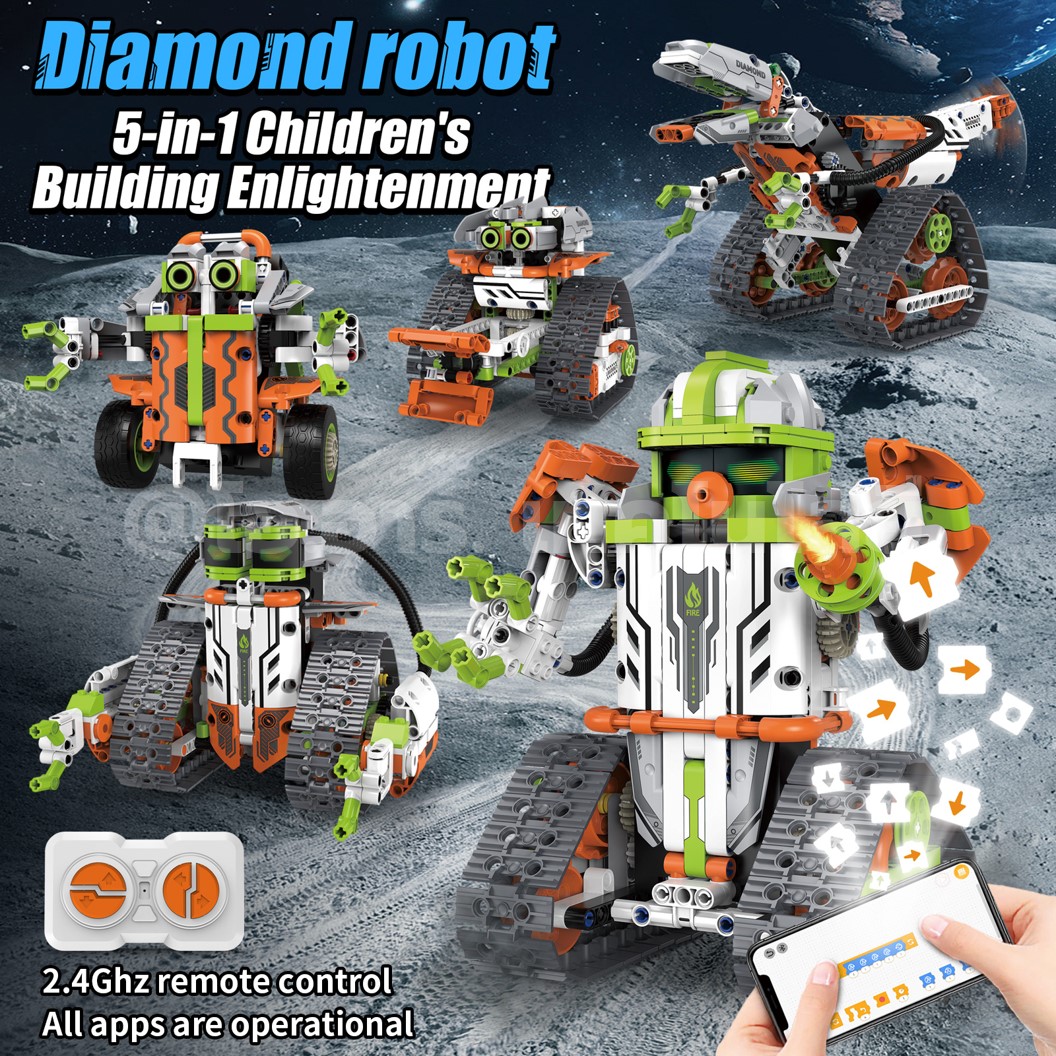 KEEYEE WORLD K96178 ตัวต่อเสริมทักษะ 5 IN 1 DIAMOND ROBOT ของเล่นเสริมทักษะ ตัวต่อ Building Block STEAM Education Programmable Robot