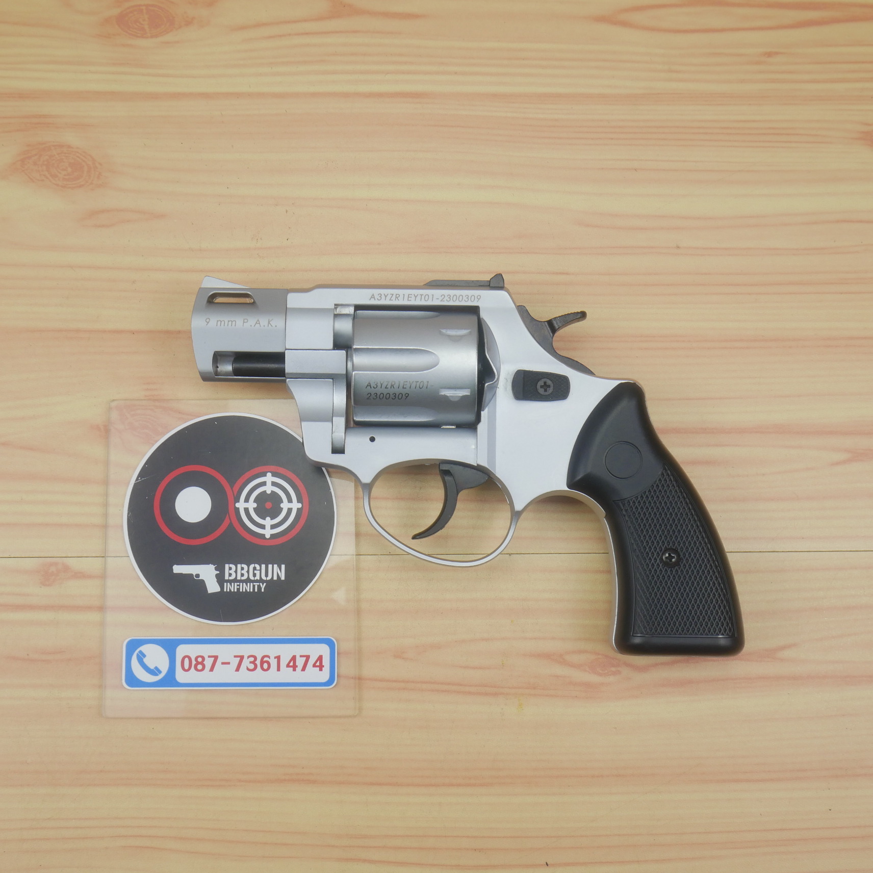BLANK GUN ZORAKI รุ่น R2-T 2" แบลงค์กันปืนลูกโม่ 2 นิ้ว สีเงินด้าน (แถมกล่องใส่ปืน)