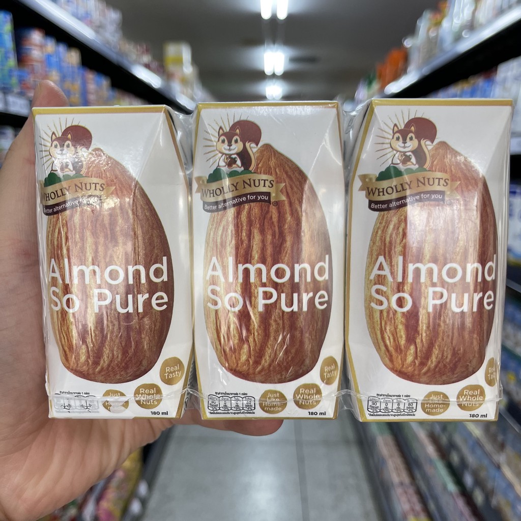 [EXP 11/12/2023] [แพ็ค 3] โฮลี่ นัทส์ น้ำนมอัลมอนด์ 180 มล [Pack 3] Wholly Nuts Almond Milk 180 ml.