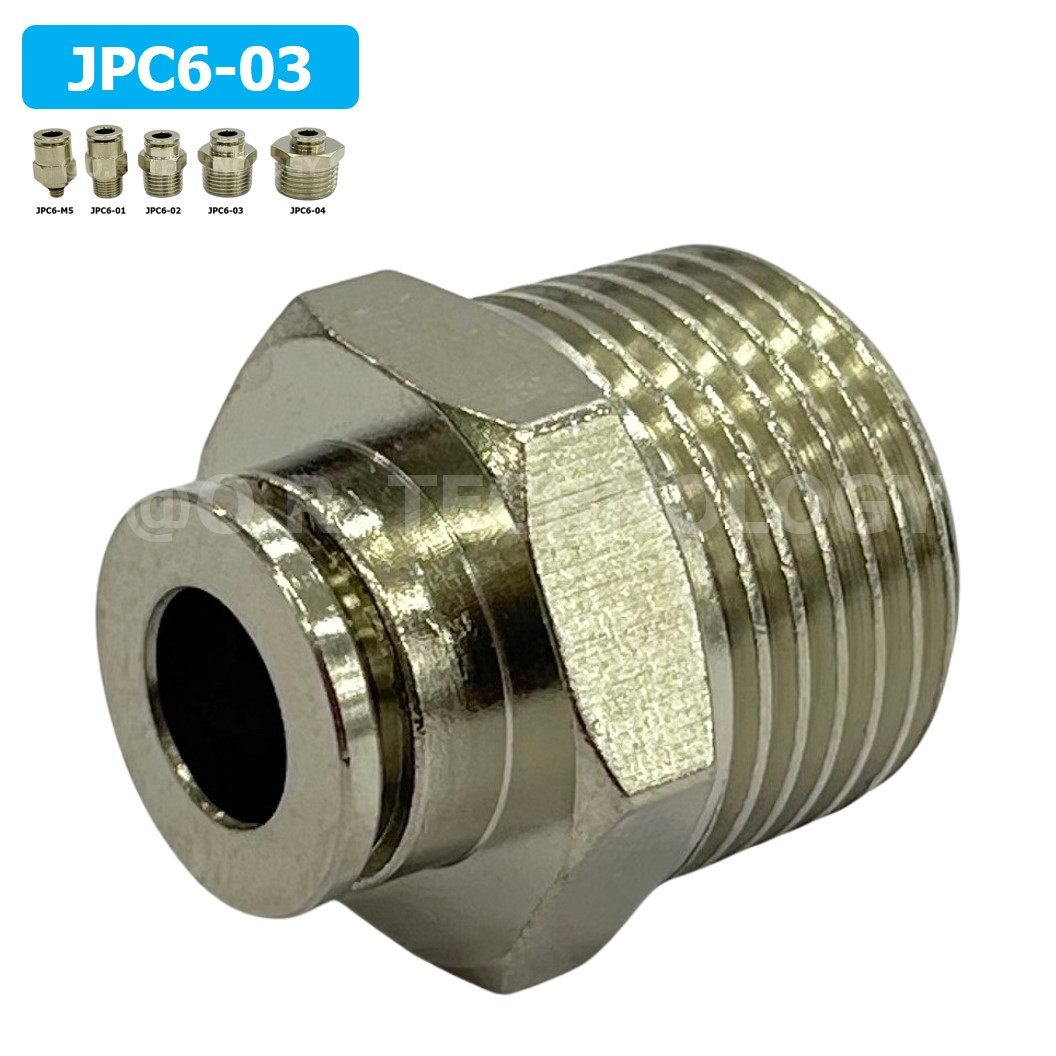 (1ชิ้น) JPC6-03 ข้อต่อลมสแตนเลสเกลียวนอก ข้อต่อลมเกลียวนอก ข้อต่อลม สแตนเลส STAINLESS Male Thread Straight Quick Connector Fitting