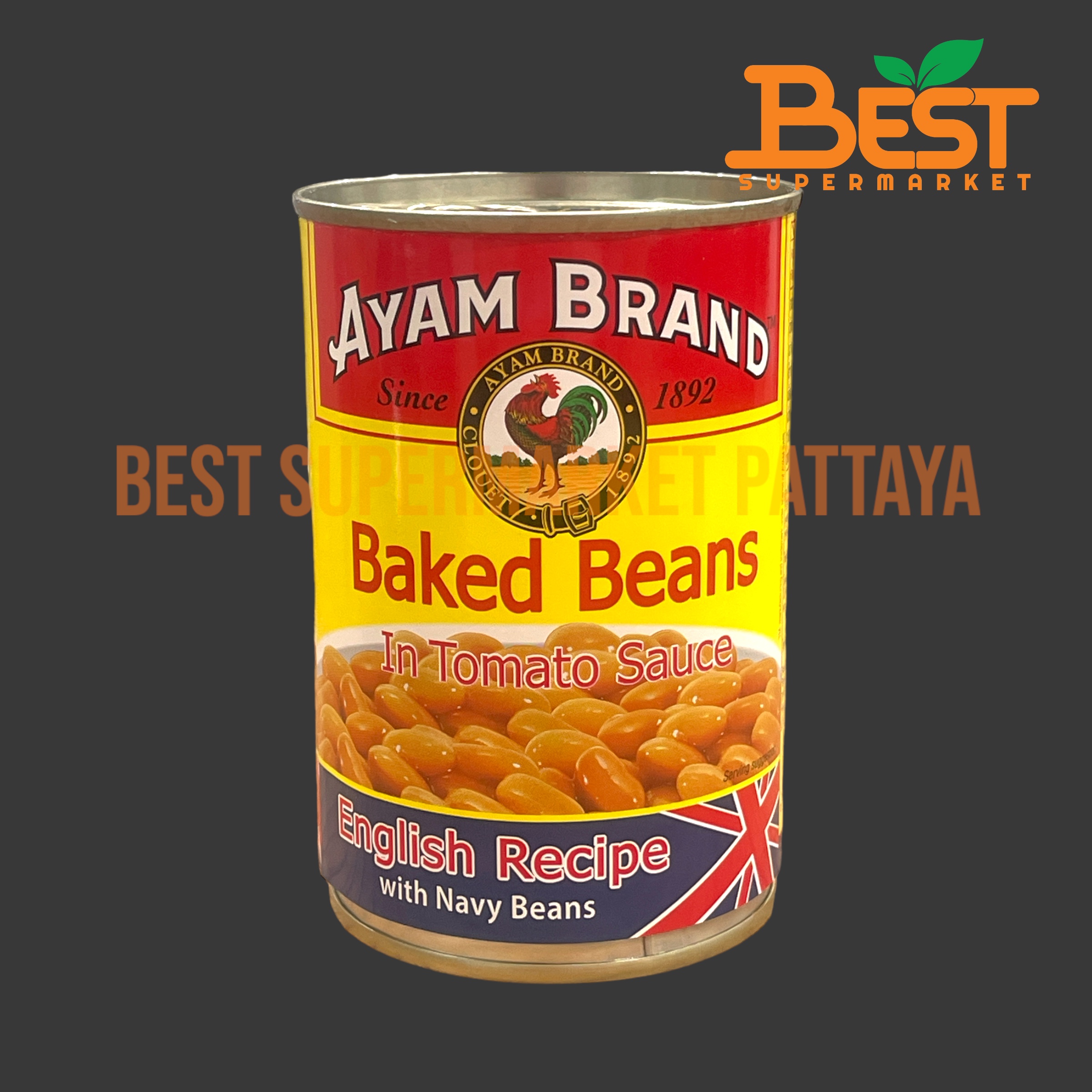 อะยัม ถั่วขาวในซอสมะเขือเทศ สูตรต้นตำหรับอังกฤษ 425 กรัม Ayam Baked Beans in Tomato Sauce English Recipe 425 g.