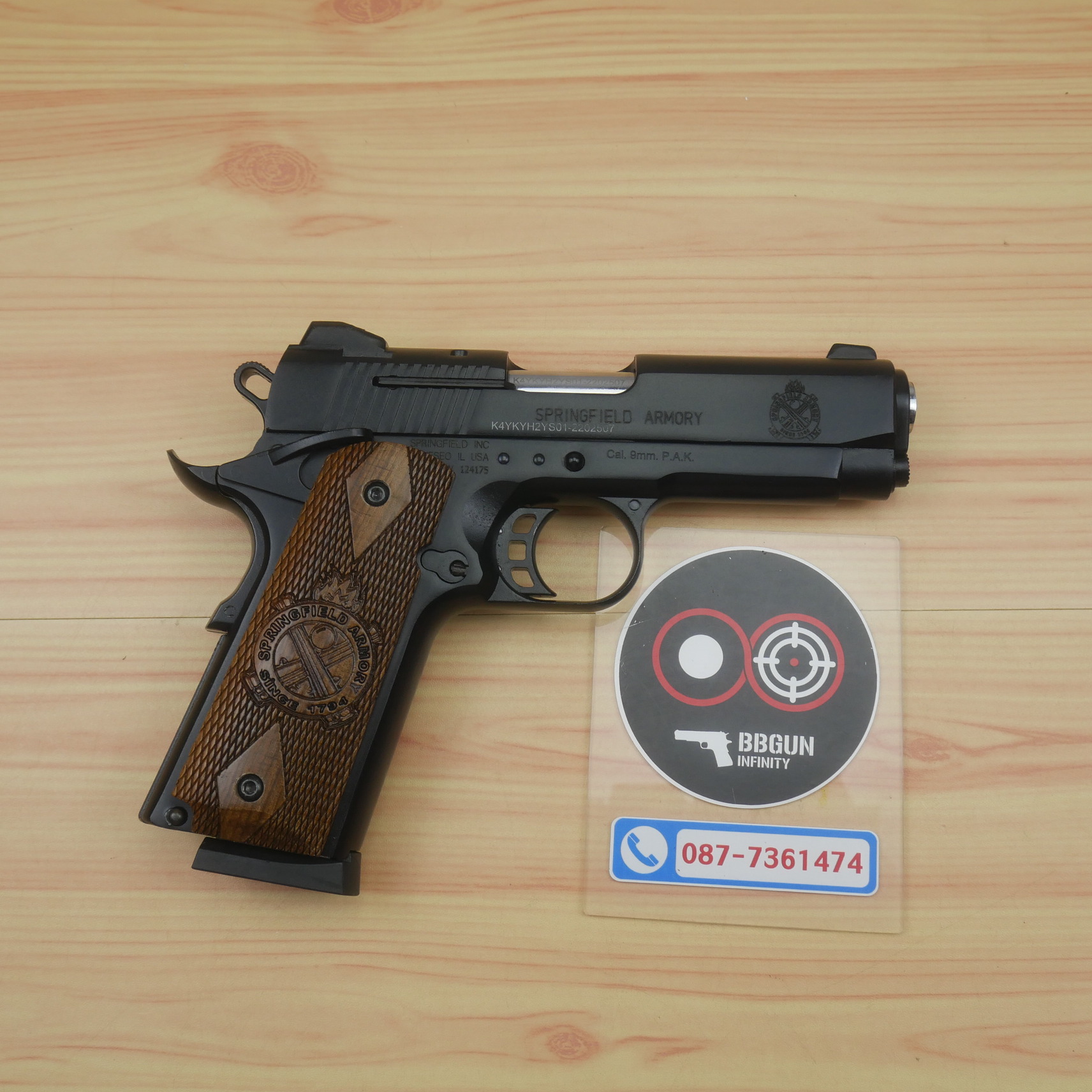 แบลงค์กัน KUZEY M1911-A1 ลำกล้อง 4 นิ้ว SPRINGFIELD ARMORY สีดำ blank gun ด้ามไม้