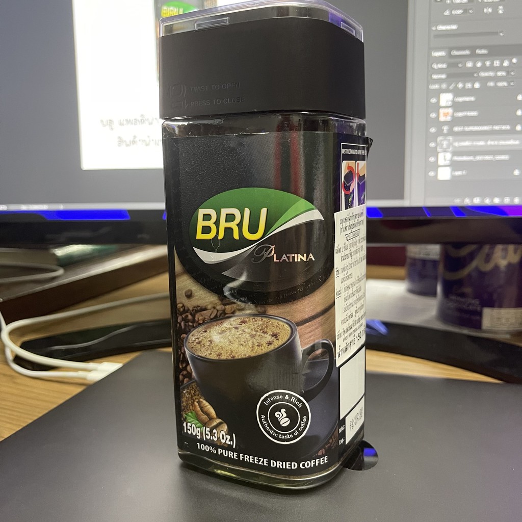 บลู แพลติน่า กาแฟสำเร็จรูป 150 กรัม BRU Platina 100% Pure Freeze Dried Coffee 150 g.