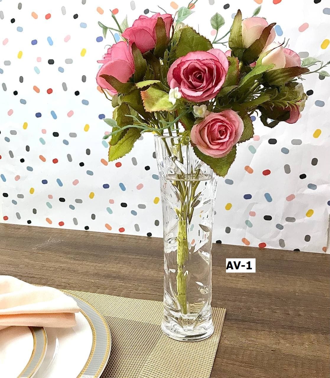 AV-1 แจกันอคิลิคใสมีลาย