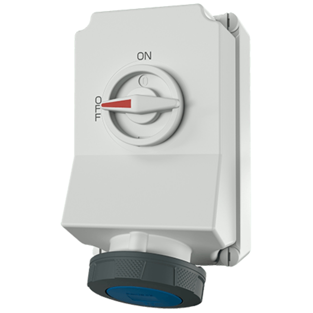 5911A MENNEKES ปลั๊กตัวเมียติดผนัง พร้อมสวิทว์และ DUO-Interlock (2P+E) 63A 400V IP67