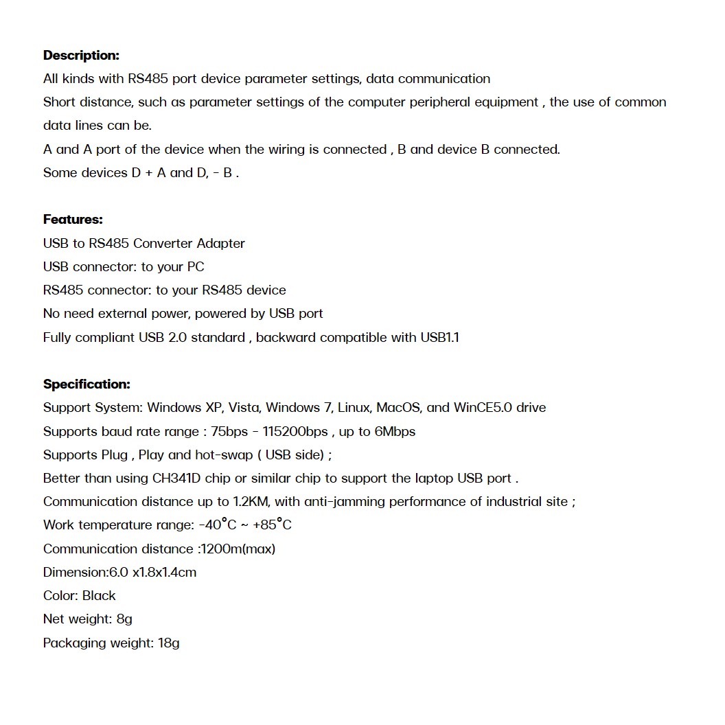 (1ชิ้น) NA055 ตัวแปลง USB to RS485 Converter Adapter USB-RS485
