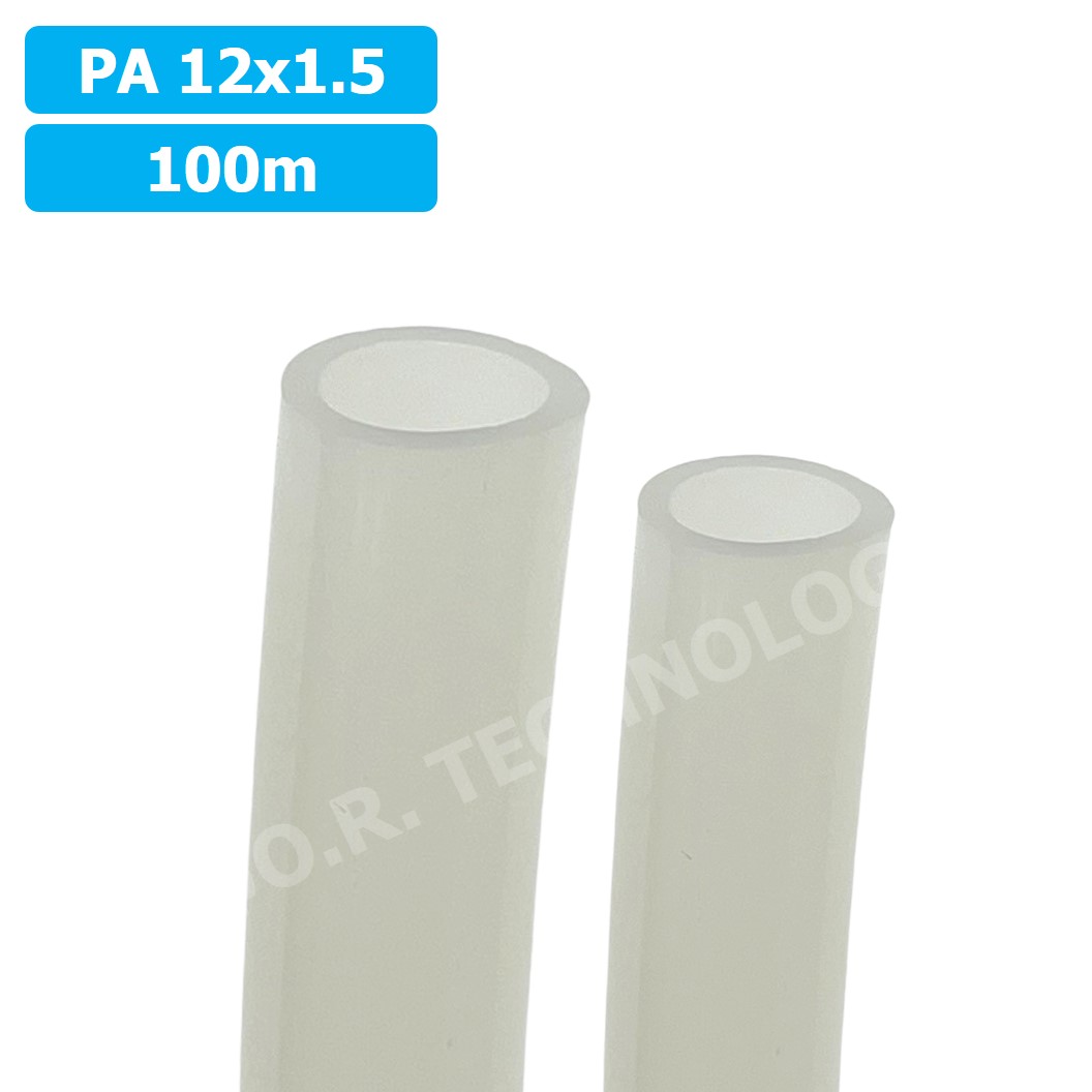 (1ม้วน 100m) PA12x1.5 สายลมไนลอน ท่อลม ไนลอน ท่อนิวเมติก ท่อแข็ง ทนต่อแรงดันและอุณหภูมิสูง Nylon Tube Pneumatic Air Hose