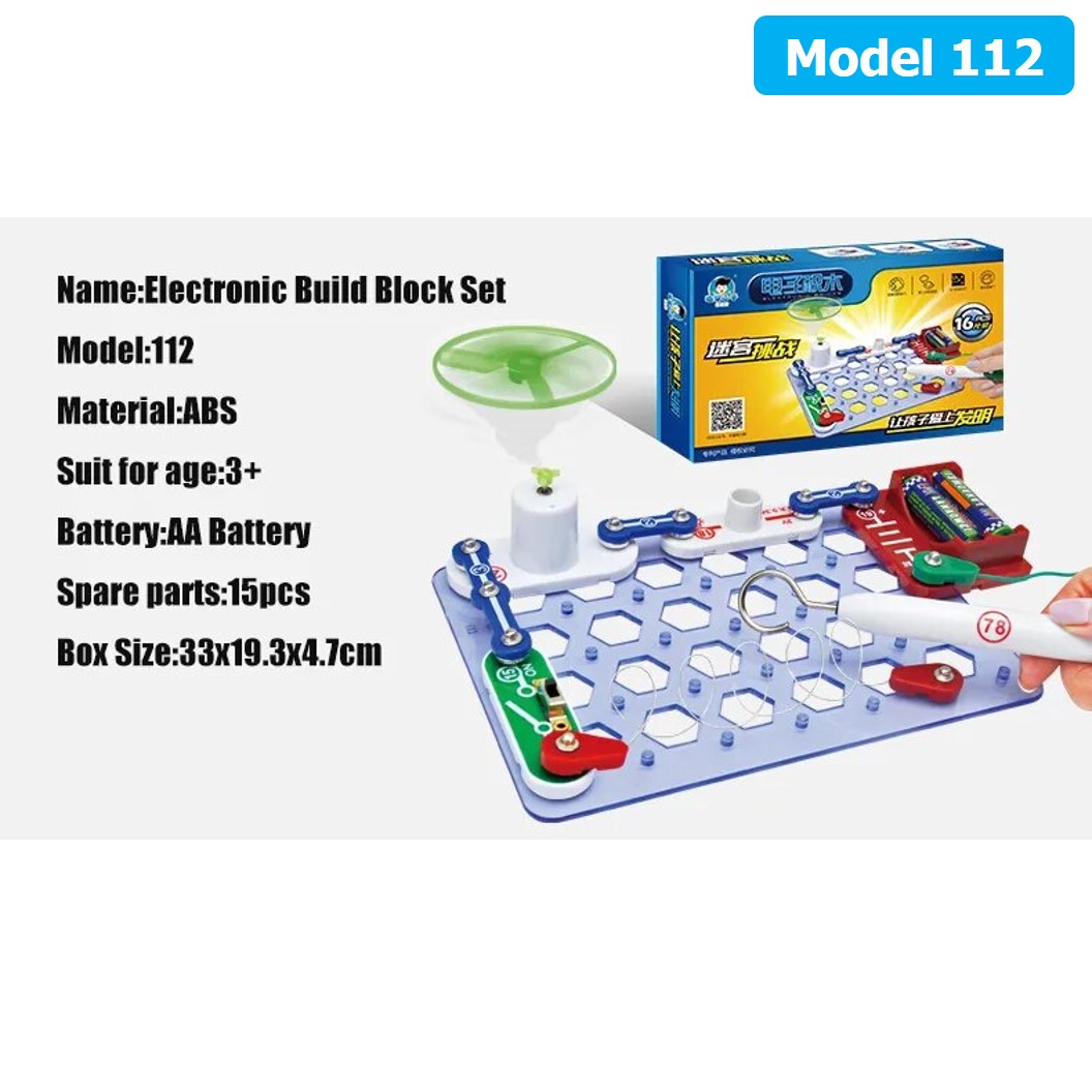 (Model 112) ชุดเรียนรู้ วงจรไฟฟ้าเบื้องต้น 16pcs Electronic Building Blocks 112 ชุดส่งเสริมการเรียนรู้ วงจรอิเล็กทรอนิกส์ Learning kit