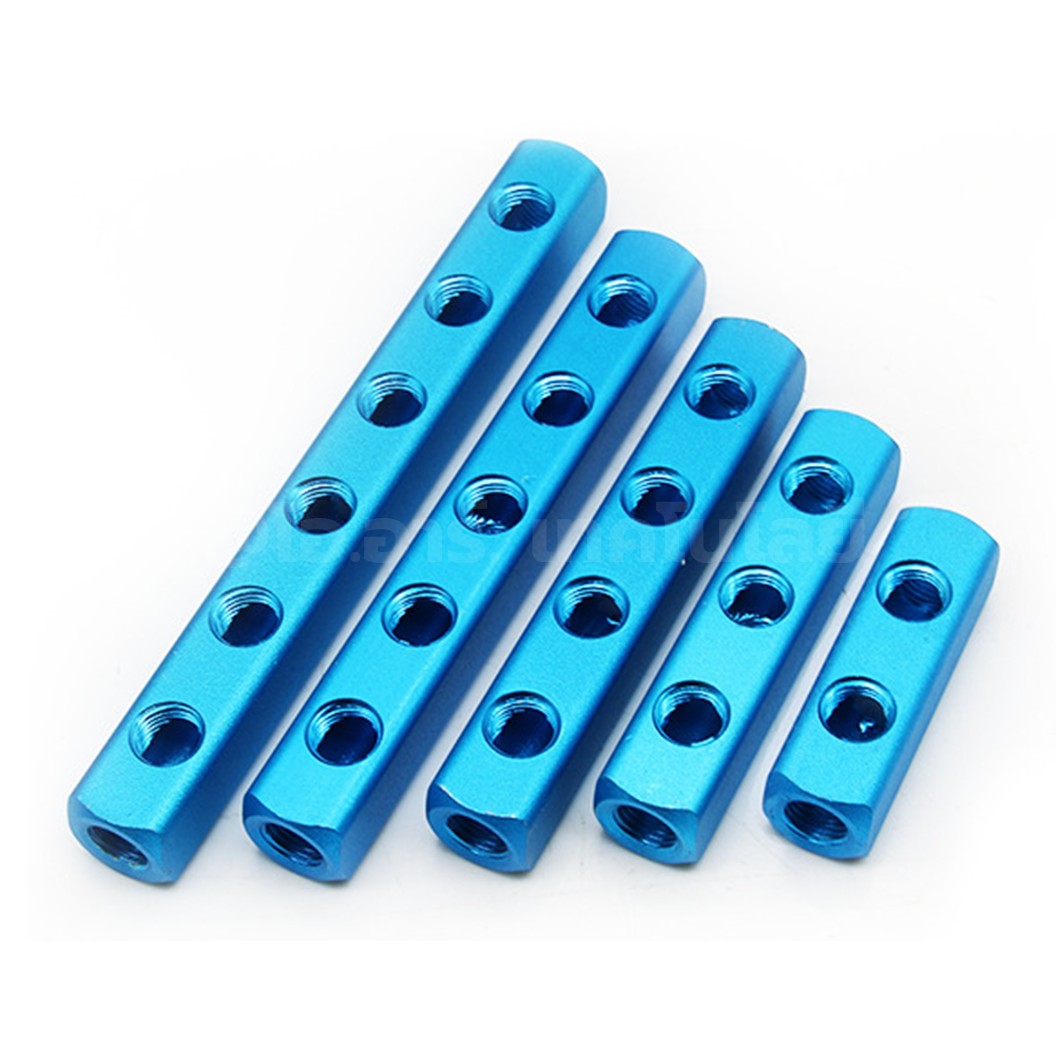 ตัวแยกท่อลม ขนาด 20X20 2F-15F เกลียว 1/4” 2-15ทาง 5-18พอร์ต Air Hose Manifold Block Splitter Base Socket Pneumatic ข้อต่อแยกท่อลม