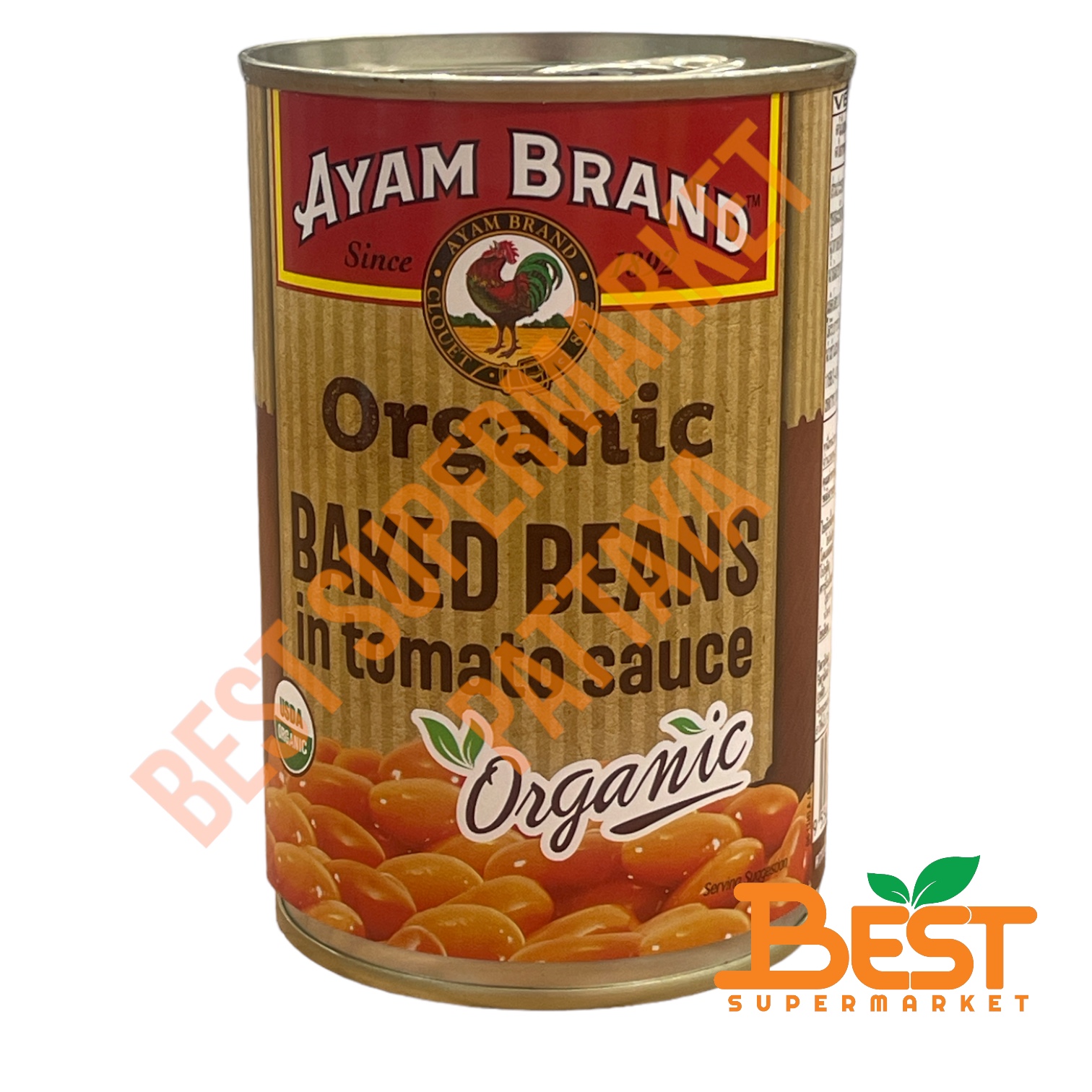 อะยัม ถั่วขาวออร์แกนิคในซอสมะเขือเทศ 425 กรัม Ayan Organic Baked Beans in Tomato Sauce 425 g.