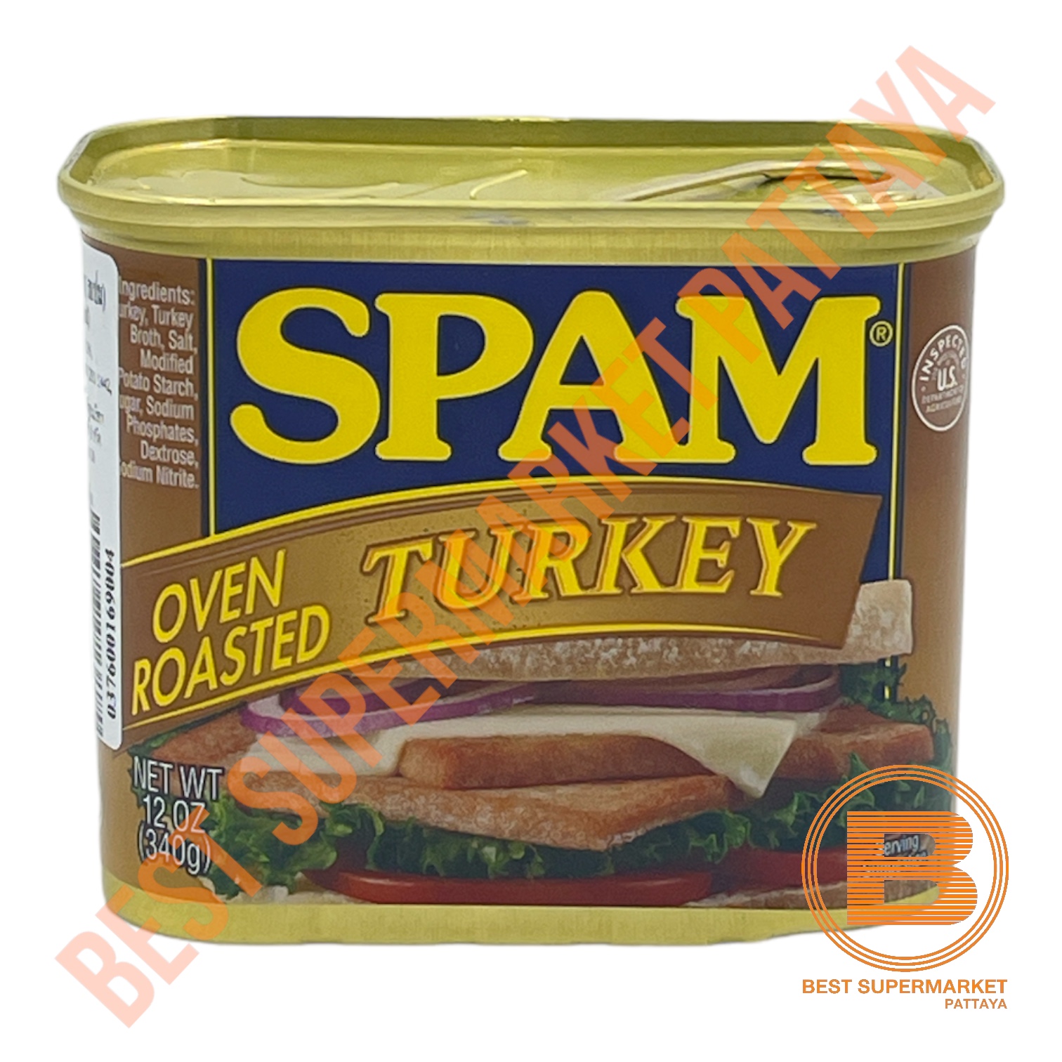 สแปม เนื้อไก่งวงบดอัดก้อนปรุงรส 340 กรัม Spam Oven Roasted Turkey 340 g.