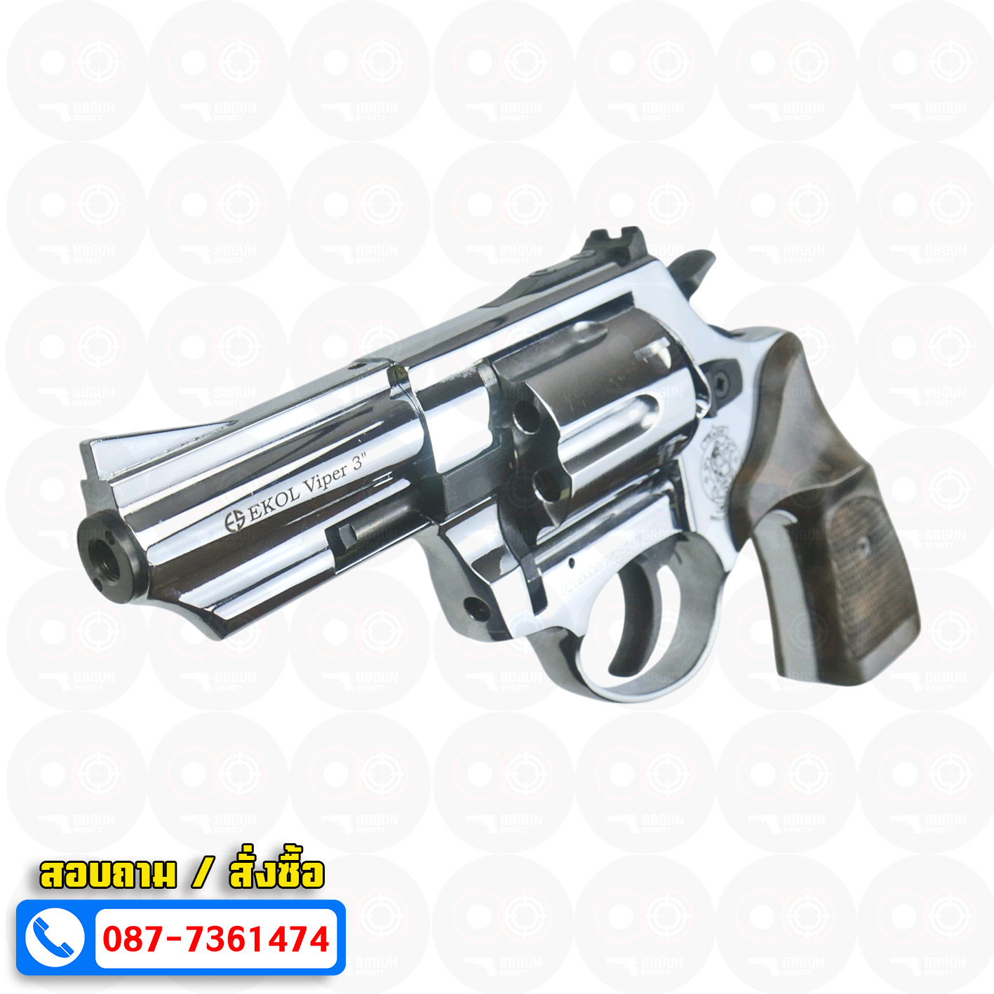 แบลงค์กัน ลูกโม่ Ekol Viper 3 นิ้ว สีเงินเงา Revolver 3" Blank Gun