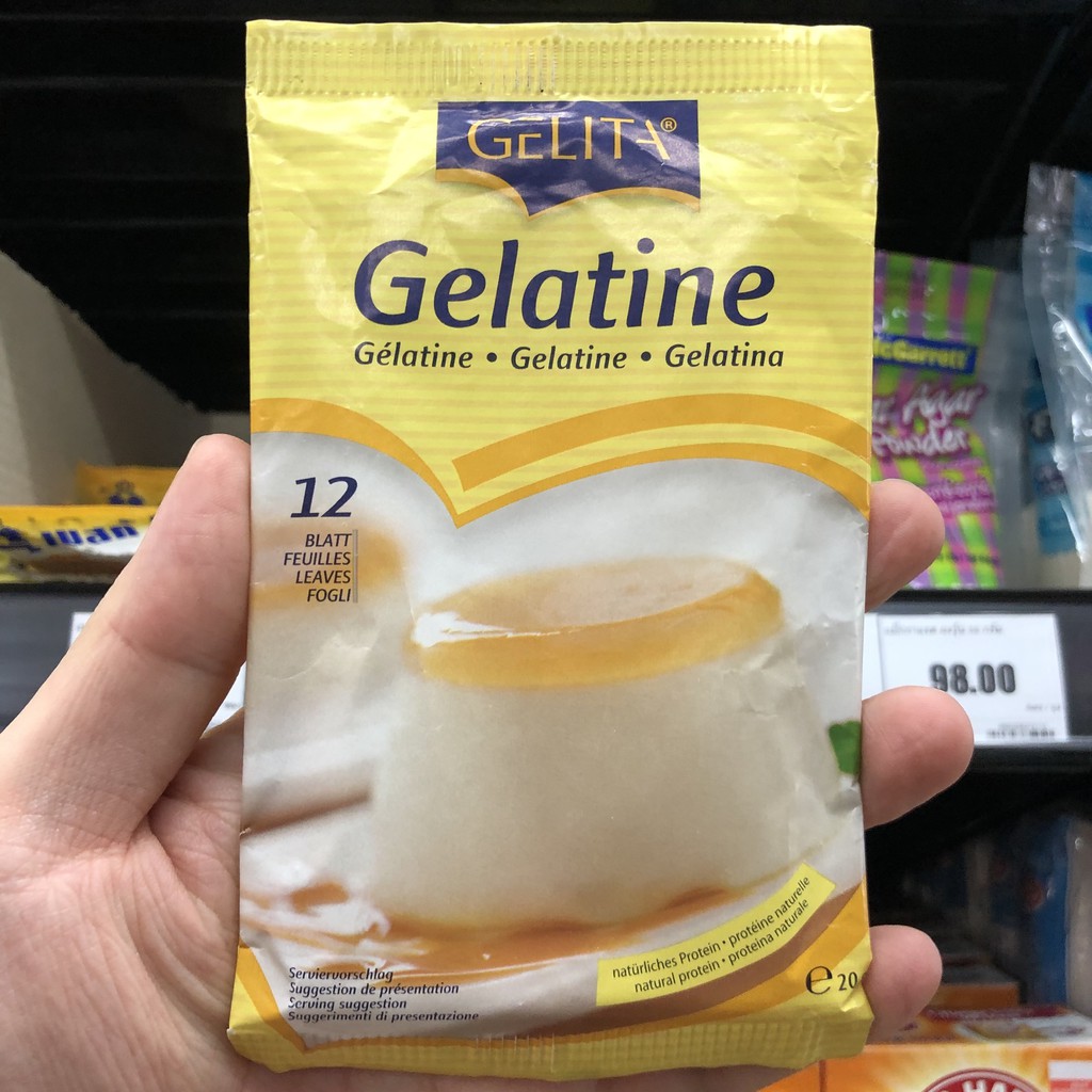 เยลลิต้า แผ่นเจลาติน 20 กรัม (12 แผ่น) Gelita Gelaint 20 g. (12 Leaves)