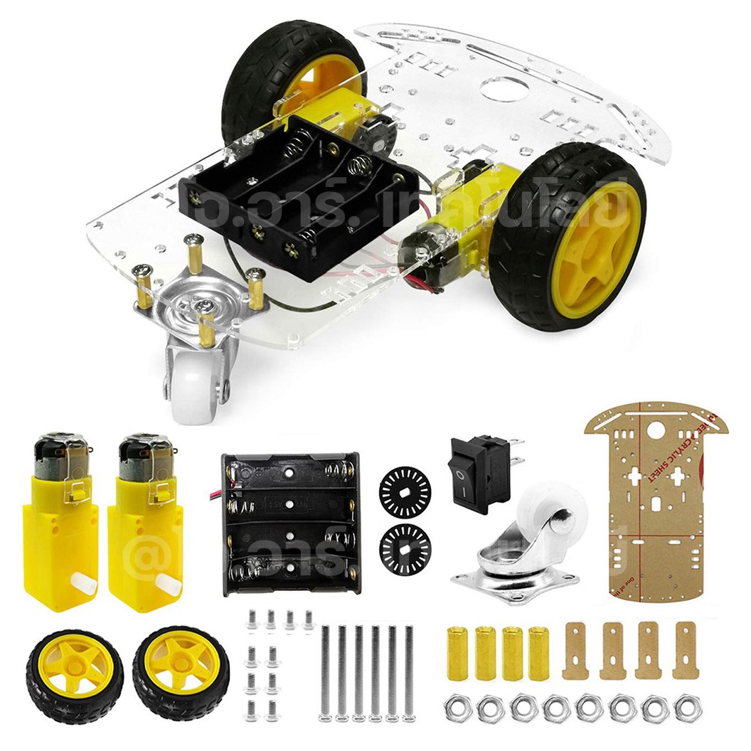 AD005 ชุดโครงรถ 3 ล้อ Transparent Robot Smart Car Chassis โครงรถ Arduino