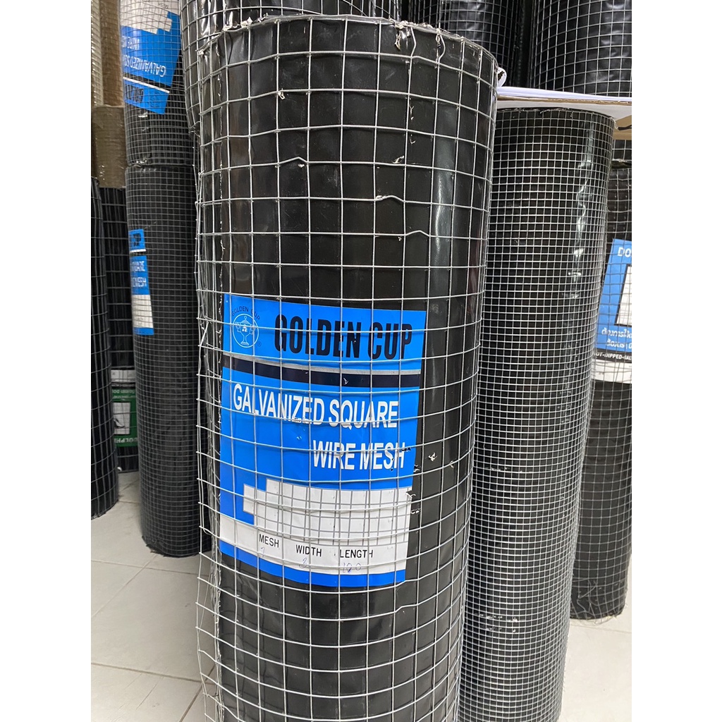 ลวดตาข่ายสี่เหลี่ยม (ราคารวมแวท) ตรา ถ้วยฟ้า กว้าง 120 ซม. ยาว 30 ม. ลวดเบอร์ 14 ขนาด 1x1x4 {รหัสสินค้า0102703002}