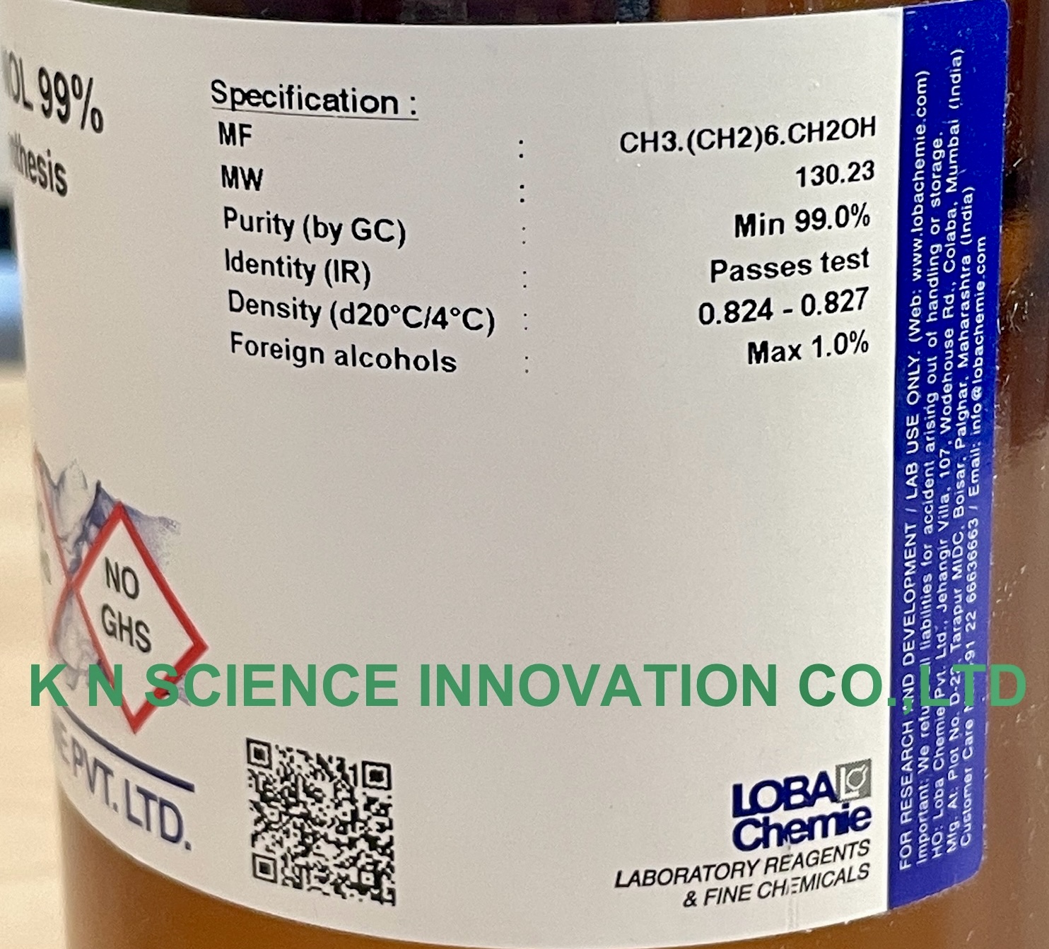 1-Octanol,(n-OCTANOL 99%) LR , 500 ml ,Loba 5038D00500