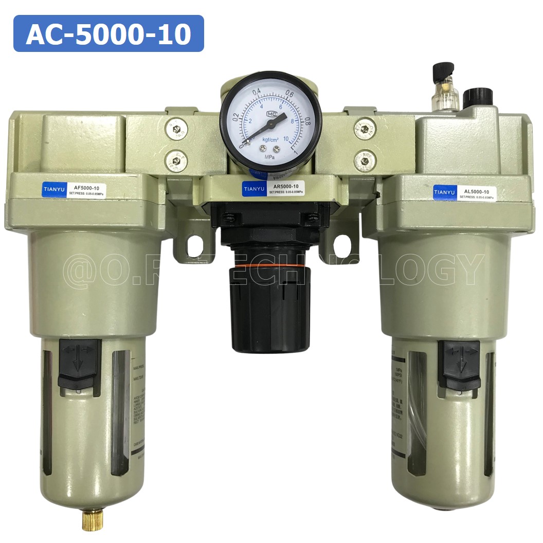 AC5000-10 ชุดกรองลม แบบ 3 ตอน Manual Drain 3 Unit FRL Combination TIANYU AC-5000-10 (Filter Regulator Lubricator)