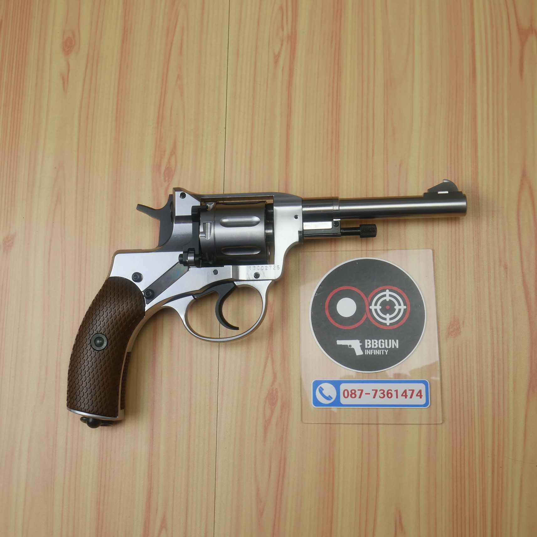 บีบีกันลูกโม่ 4" Gun Heaven Nagant M1895 สีเงินเงา ระบบแก๊ส Co2