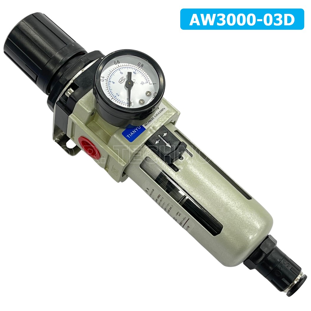 (1ชิ้น) AW3000-03D ชุดกรองลมปรับแรงดัน Auto Drain ระบายลมออก แบบอัตโนมัติ Air Filter Regulator AW Pneumatic TIANYU ชุดกรองลม + ตัวปรับลม