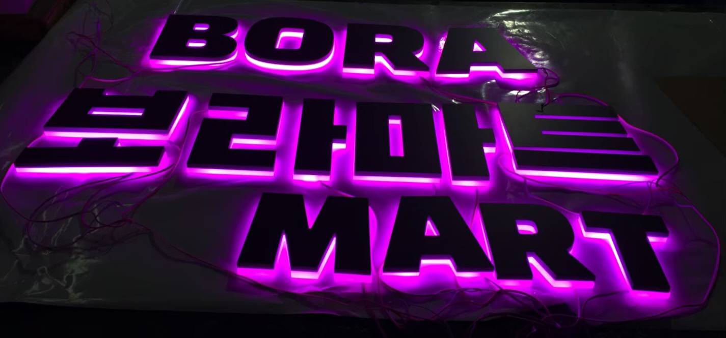 ป้ายอักษรไฟออกหลัง อักษรซิงค์ทำสีไฟออกหลัง