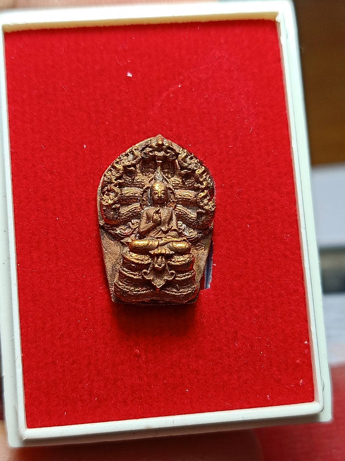 พระปรกใบมะขาม หลวงพ่อสุริยัน มหาสมปรารถนา รุ่นแรก วัดป่าวังน้ำเย็น จ.มหาสารคาม ปี 2560 พร้อมกล่อง (SKU-11982)