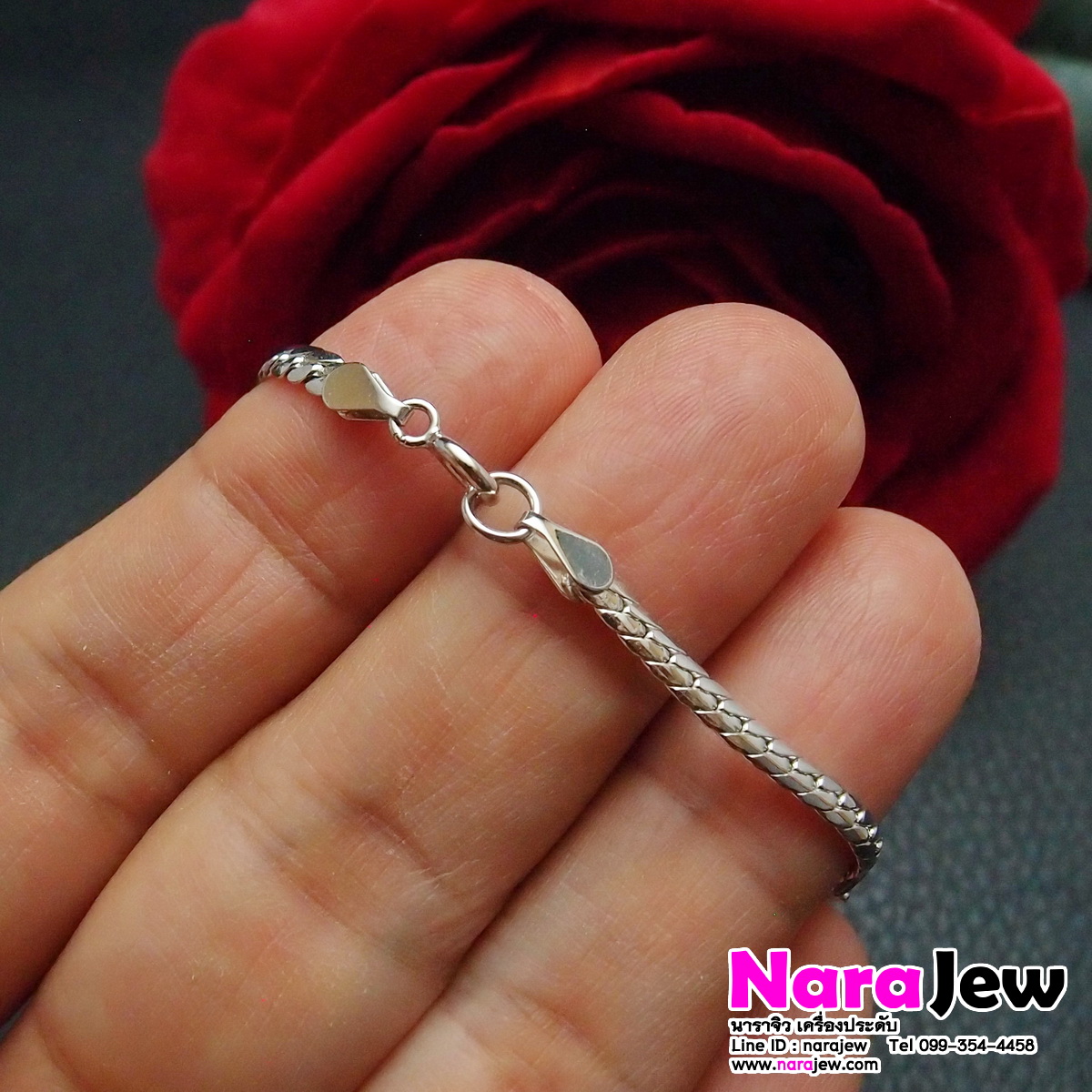 สร้อยข้อมือ เงินแท้ 925 ประดับเพชร CZ (เพชรสังเคราะห์) ประกาย เล่นไฟวิ้ง แบบ G