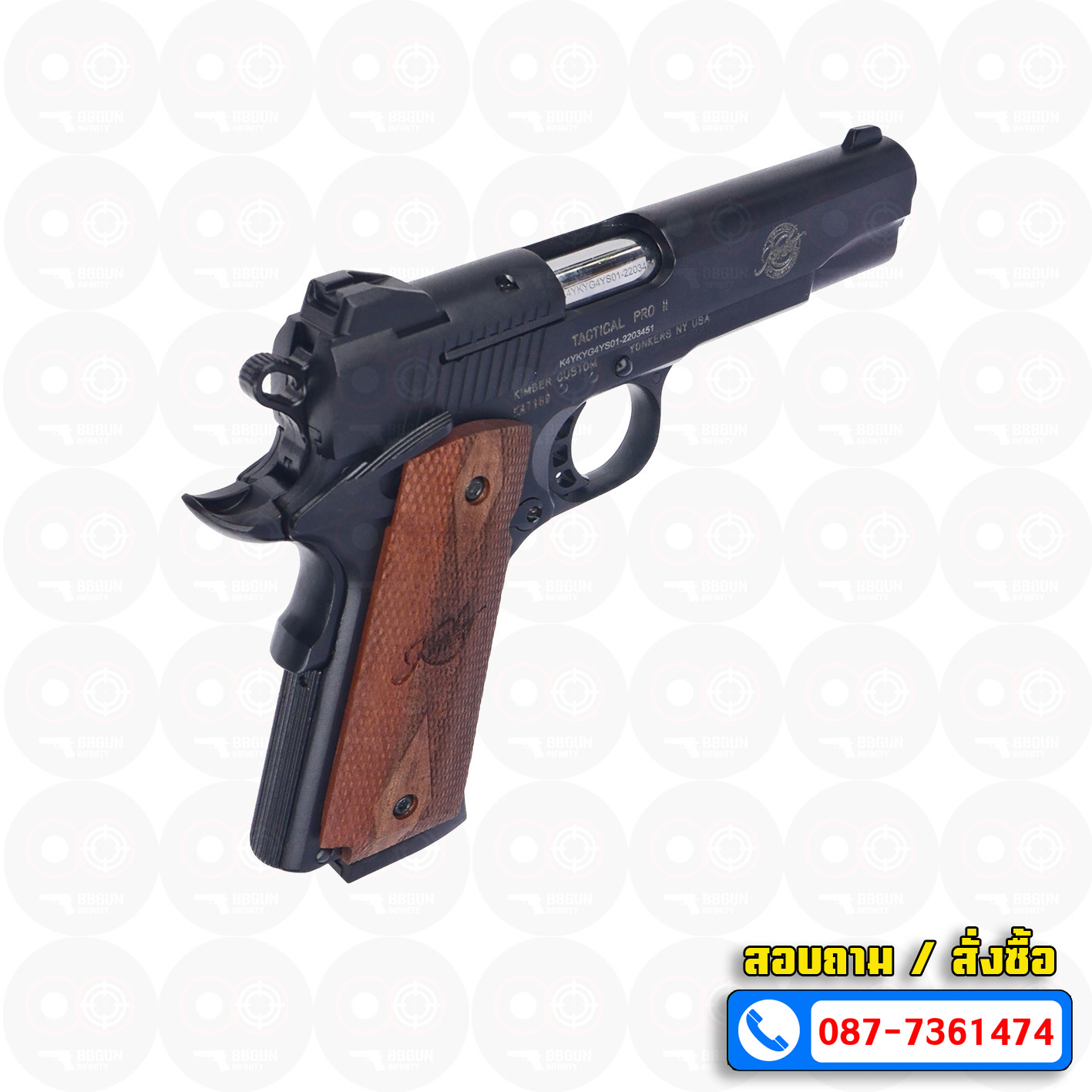 แบลงค์กัน KUZEY M1911 ลำกล้อง 5 นิ้ว KIMBER Blank Gun สีดำ ด้ามไม้