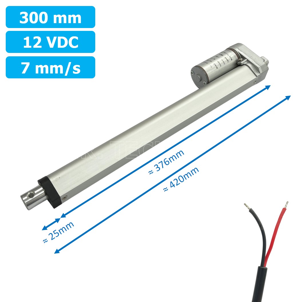 (1ชิ้น) NC483 มอเตอร์ก้านชัก พัตเตอร์ไฟฟ้า ระยะชัก 300mm 7mm/s 1500N 12VDC Electric Linear Actuator Putter DC 12V Stroke Length 300mm