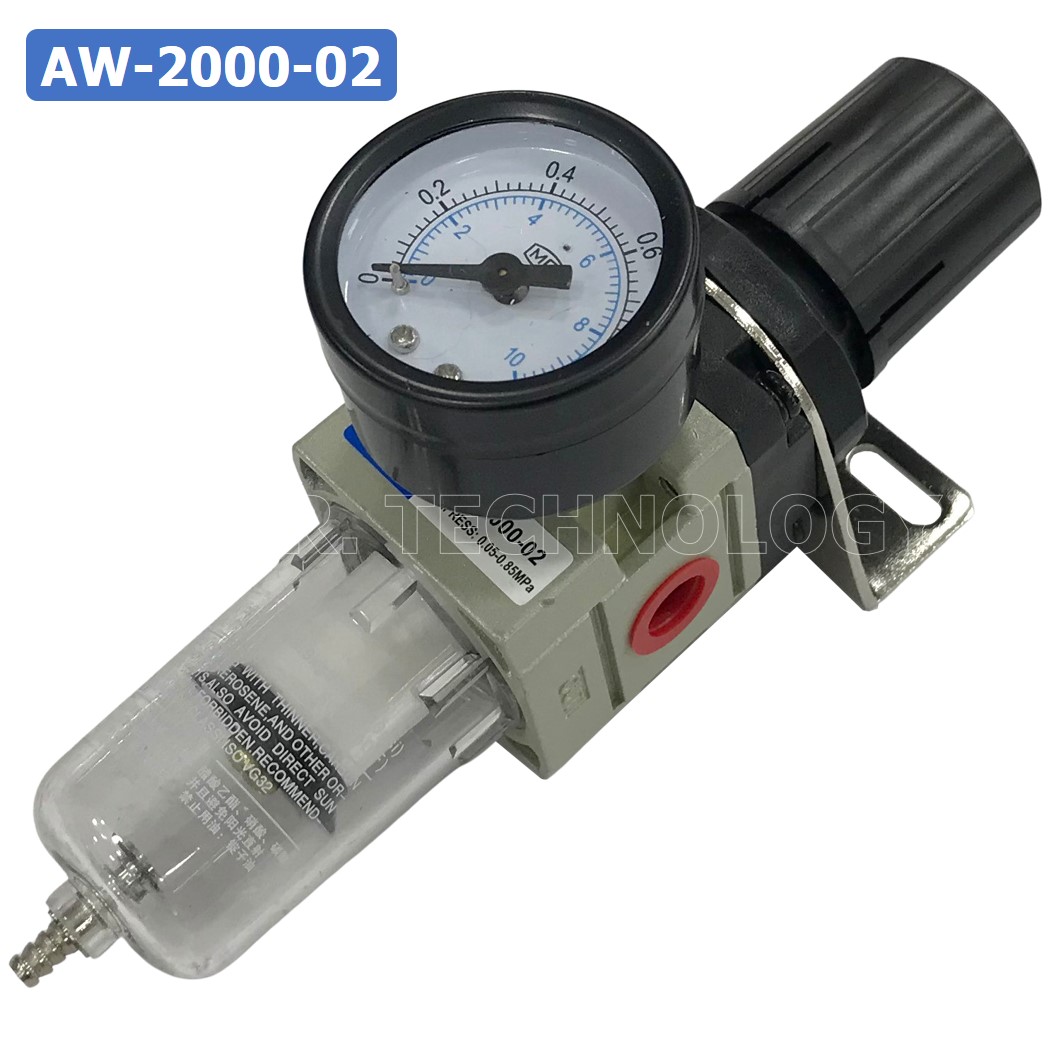AW2000-02 ชุดกรองลมปรับแรงดัน Manual Drain AW Pneumatic Combination Air Filter Regulator TIANYU AW-2000-02