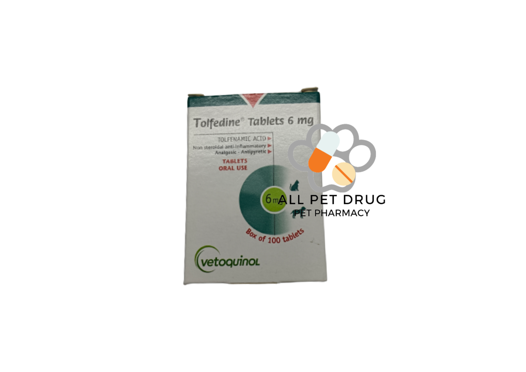 Tolfedine 6 mg. (1 กล่อง/10แผง/100 เม็ด )ยาบรรเทาปวด ลดไข้สำหรับสุนัขและแมว