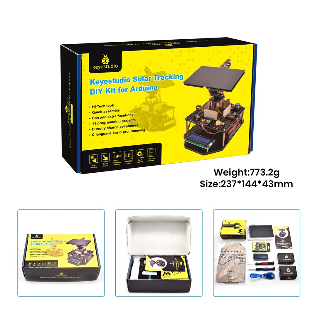 KEYESTUDIO ชุดระบบติดตามพลังงานแสงอาทิตย์ Smart Solar Tracking System Kit For Arduino ชุดทดลองโซล่าเซลล์ Solar Tracker System