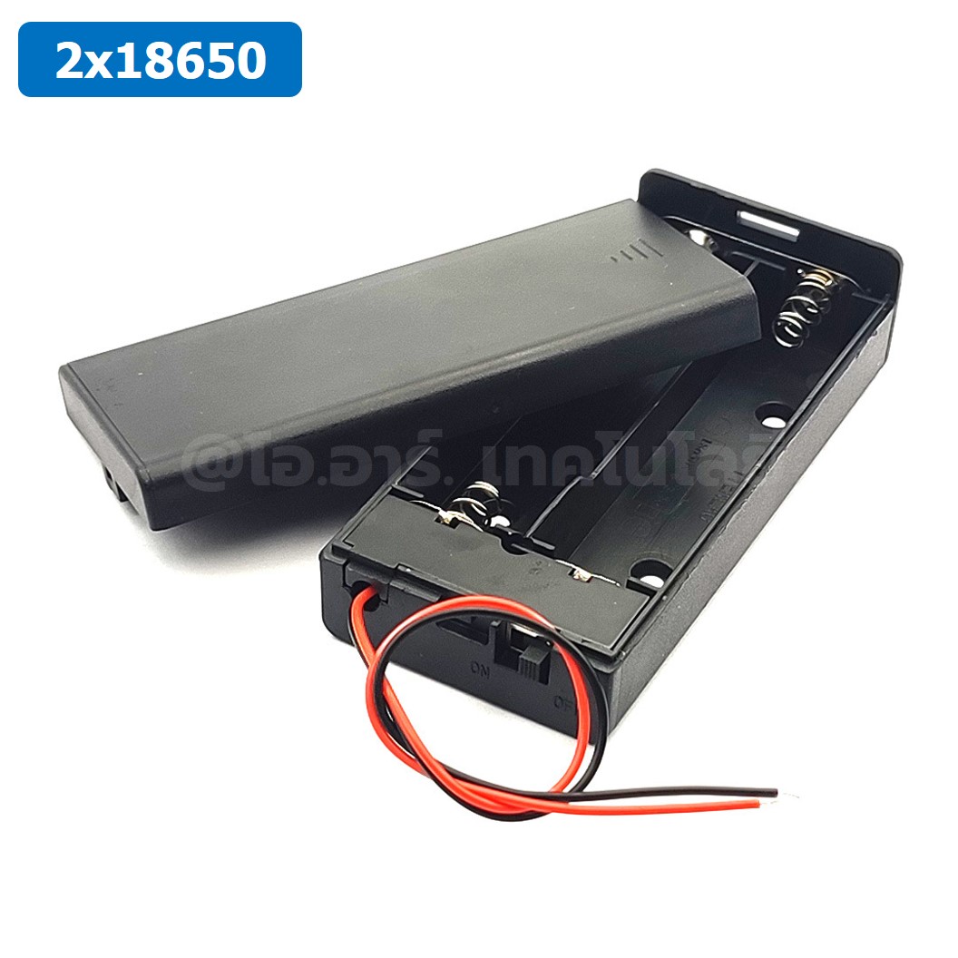 BH-18650x2C รางถ่าน 18650 2 ก้อน 7.4V แบบมีฝาปิด Battery Holder 2x18650 for Arduino