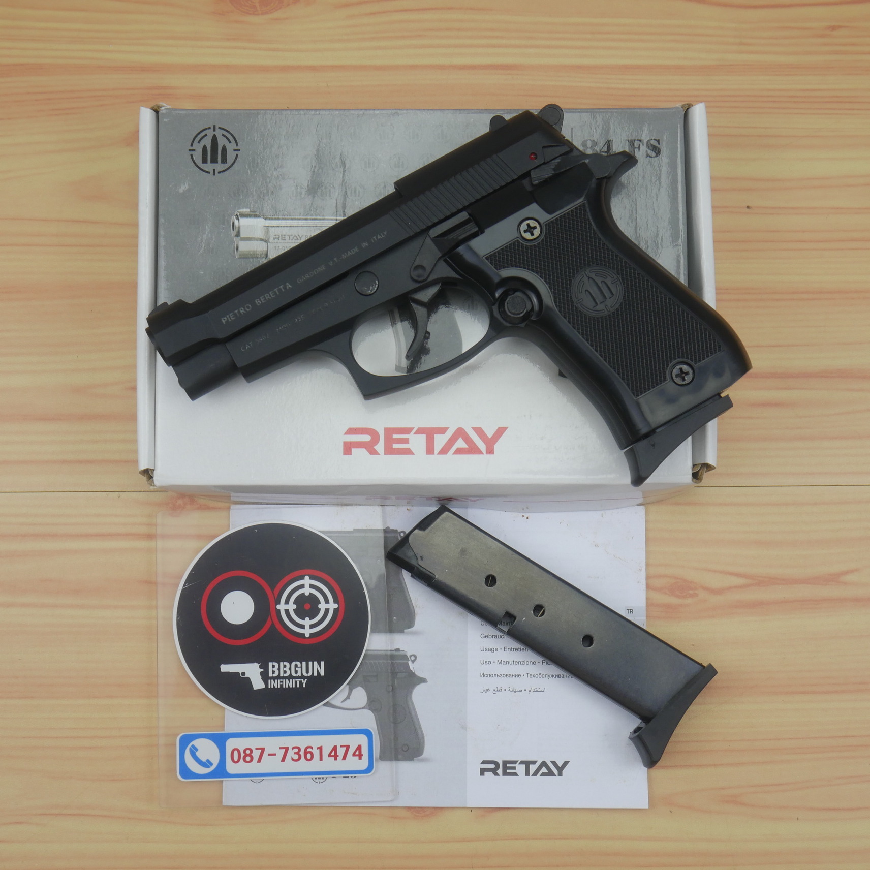 BLANK GUN RETAY M84 FS สีดำ แบลงค์กัน 2 แม็กกาซีน BERETTA M84 บาเร็ตต้า m84