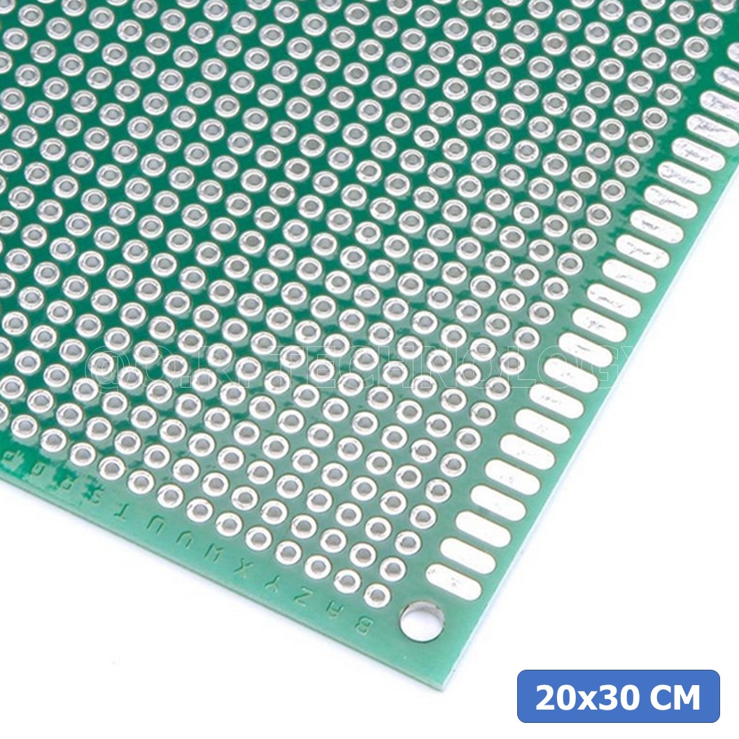 (1ชิ้น) NC053 แผ่น PCB แผ่นปริ้น แบบ 2หน้า แผงไข่ปลา บอร์ดไข่ปลา แผ่นทดลอง ขนาด 20x30 cm Universal PCB Prototype Board Double-Side 2.54mm Hole pitch