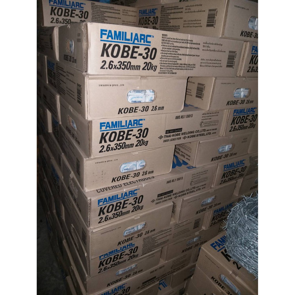 ลวดเชื่อมไฟฟ้า KOBE-30 2.6 x 350mm. 20kg (ราคารวมแวท) เชื่อมง่ายทนทาน สวย เหมาะสำหรับงานเหล็ก