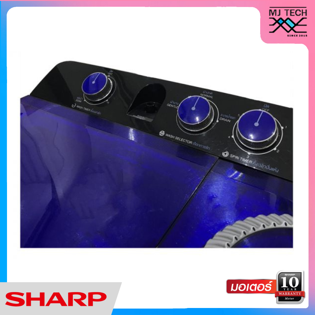 SHARP เครื่องซักผ้า 2 ถัง ขนาด 10 กก.รุ่น ES-TW100BL