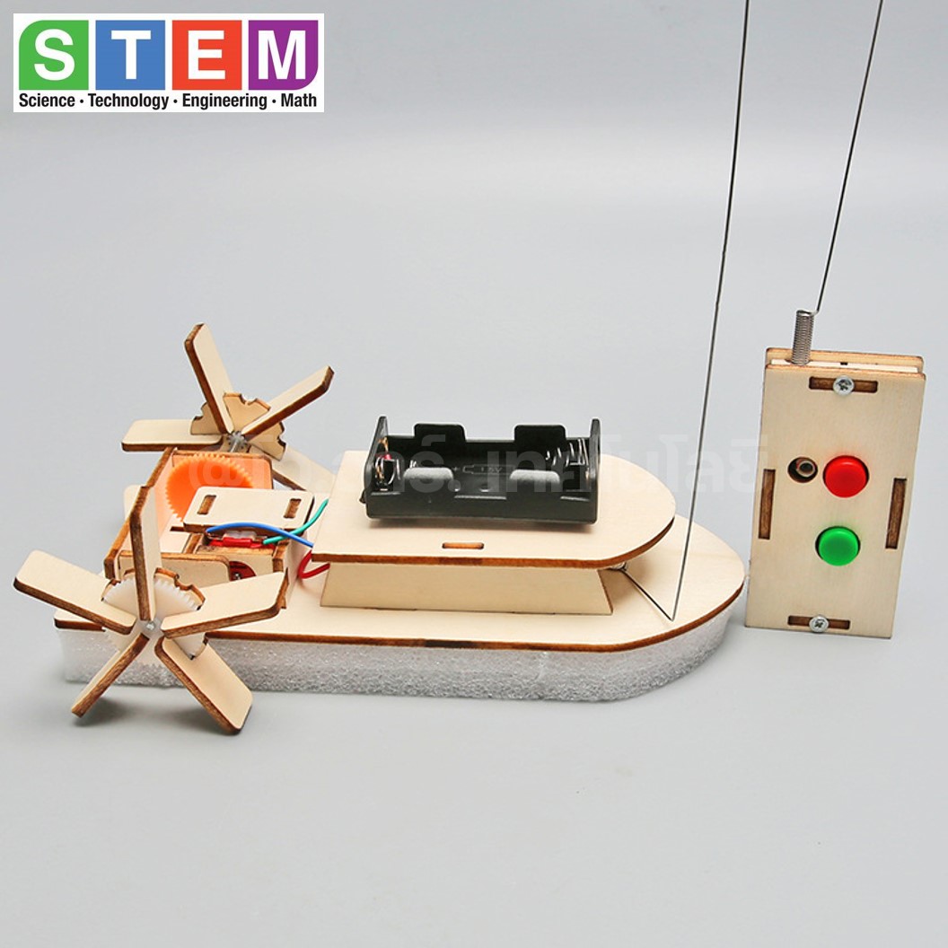 T-M318 ชุดประกอบไม้ เรือบังคับ รีโมท Remote Boat Wooden Kit STEM Education ของเล่นเสริมทักษะ เสริมพัฒนาการ ชุดเรียนรู้ ชุดทดลอง เรือไฟฟ้า บังคับ
